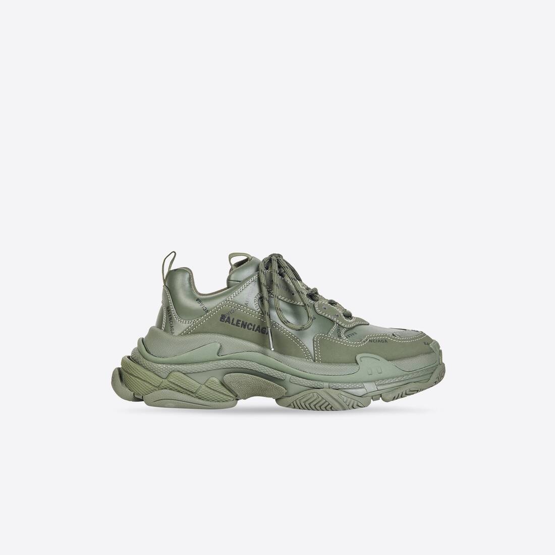 Men's Triple S Sneaker Allover Logo in Green - 1