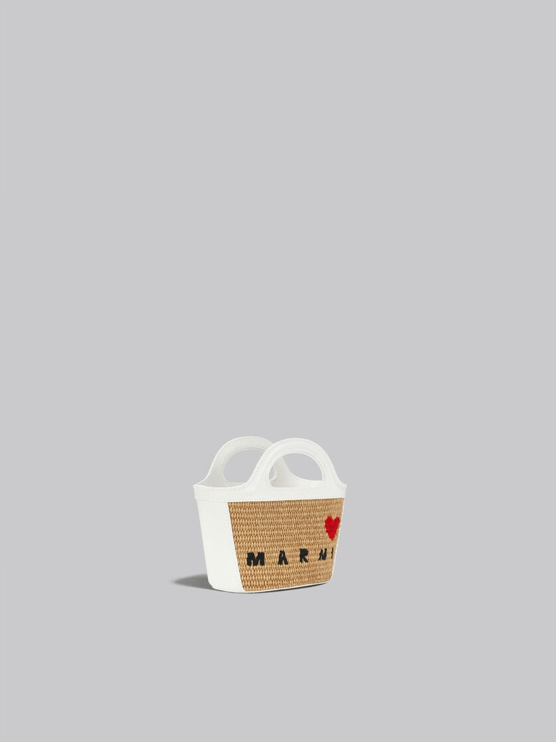 Marni WHITE LEATHER AND RAFFIA TROPICALIA MICRO BAG WITH HEART outlook