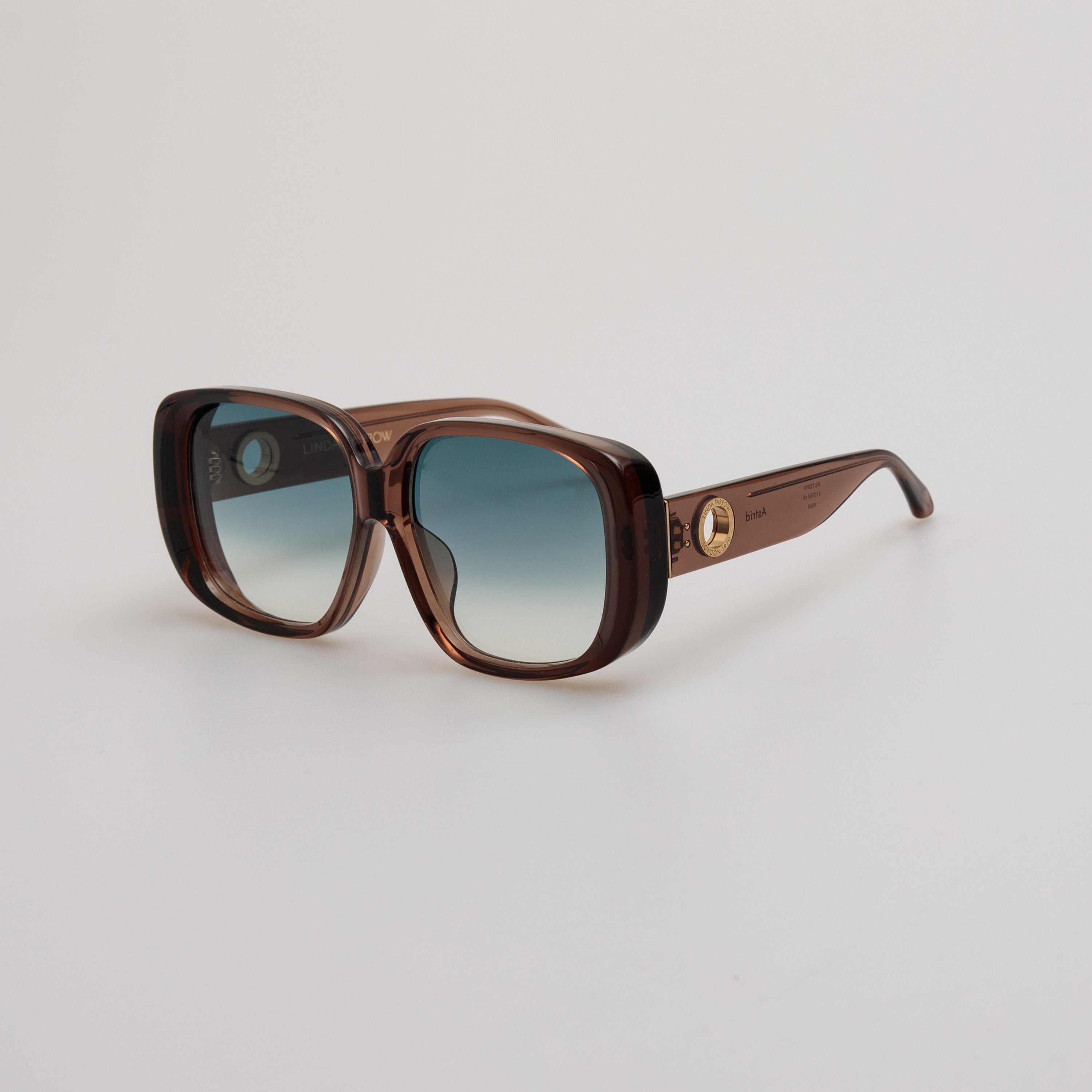 LINDA FARROW Astrid Oversized Sunglasses in Brown and Aqua  display picture 2
