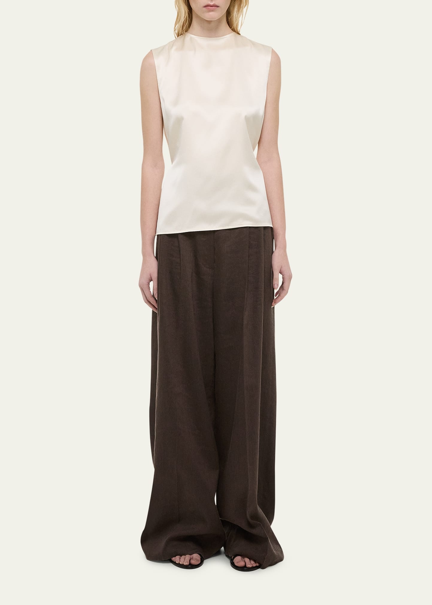 Sleeveless Draped Silk Scarf Top - 2