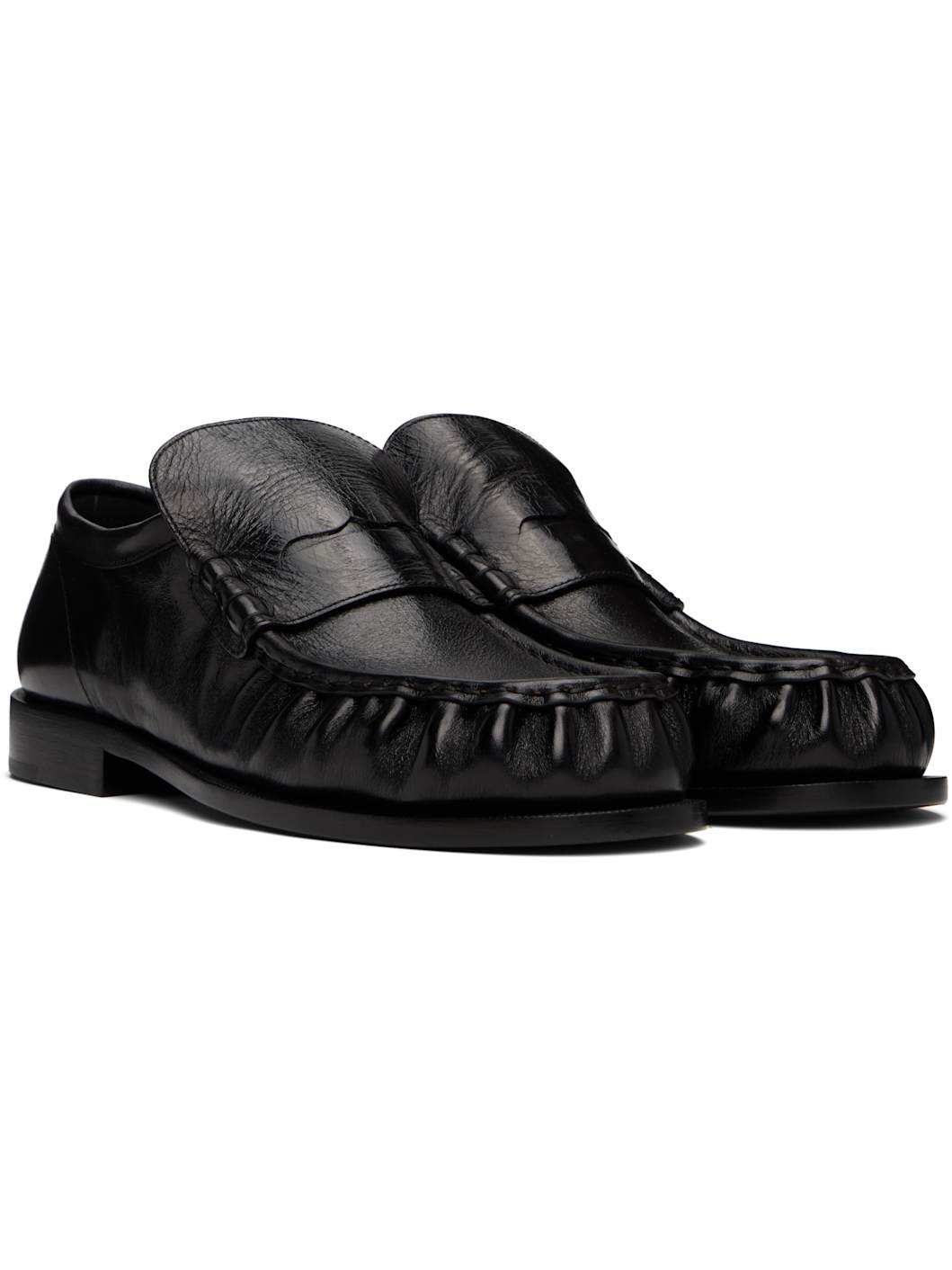 Black Leather Loafers - 4