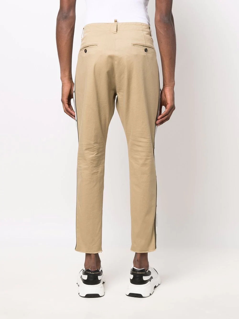 side stripe-print chino trousers - 4