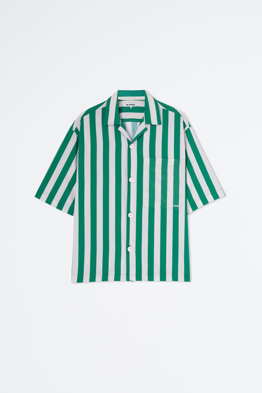 SHORTSLEEVED GREEN & WHITE NYLON SHIRT - 2