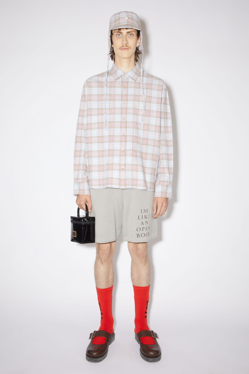 Acne Studios Check flannel button-up shirt - Light blue/pink outlook