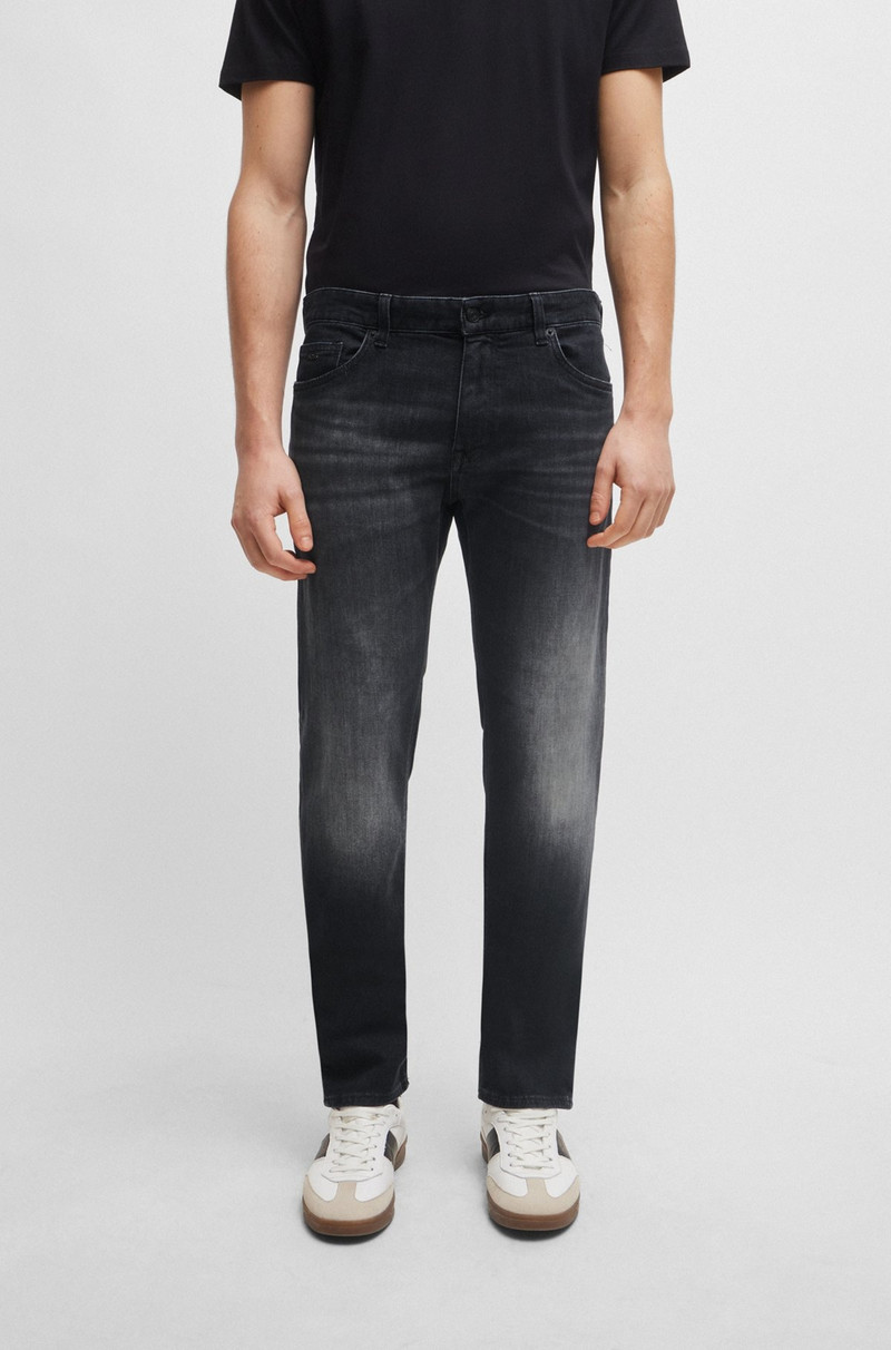 REGULAR-FIT JEANS IN BLACK ITALIAN CASHMERE-TOUCH DENIM 2