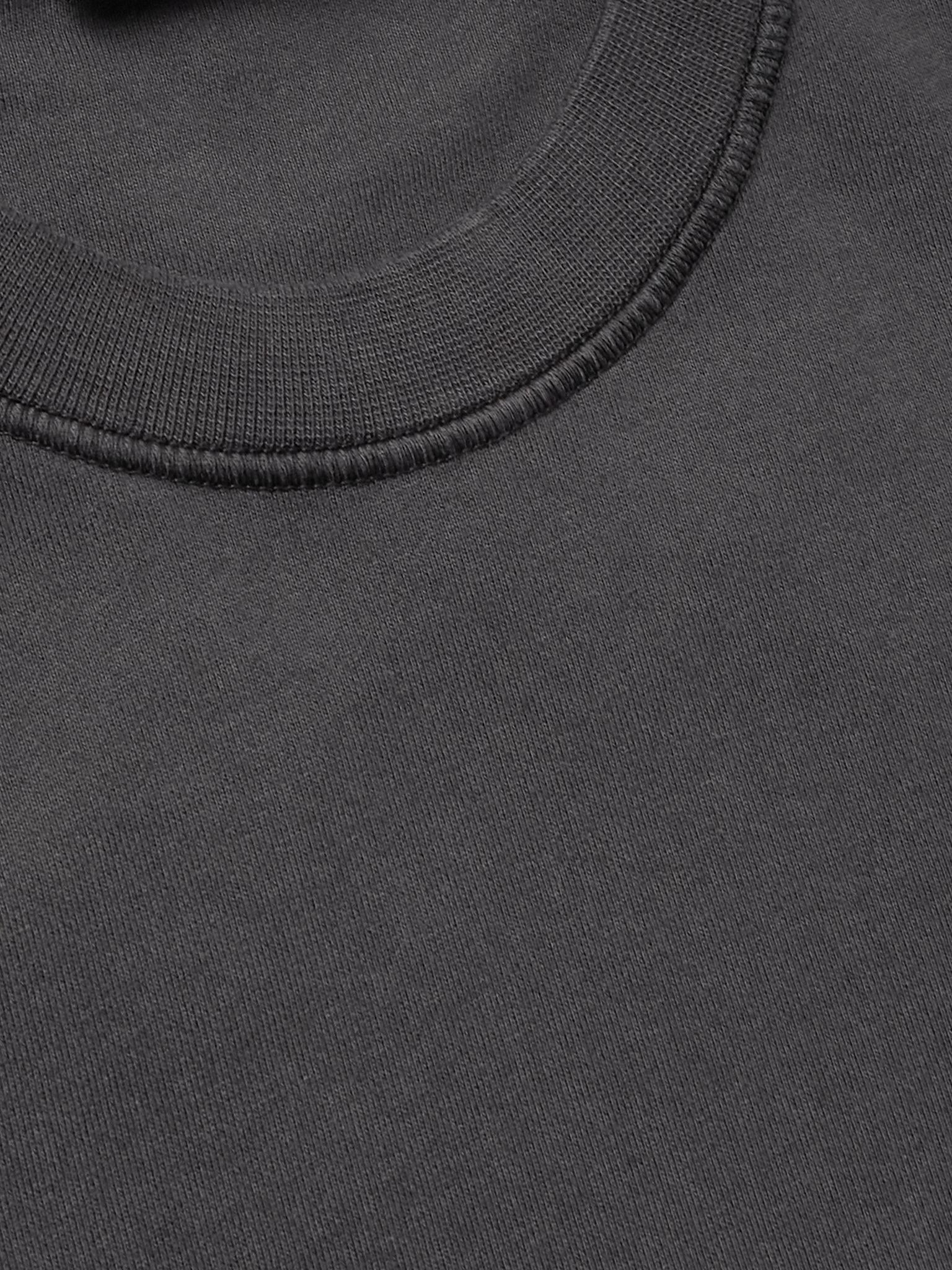 Garment-Dyed Logo-Appliquéd Cotton-Jersey Sweatshirt Gray - 4