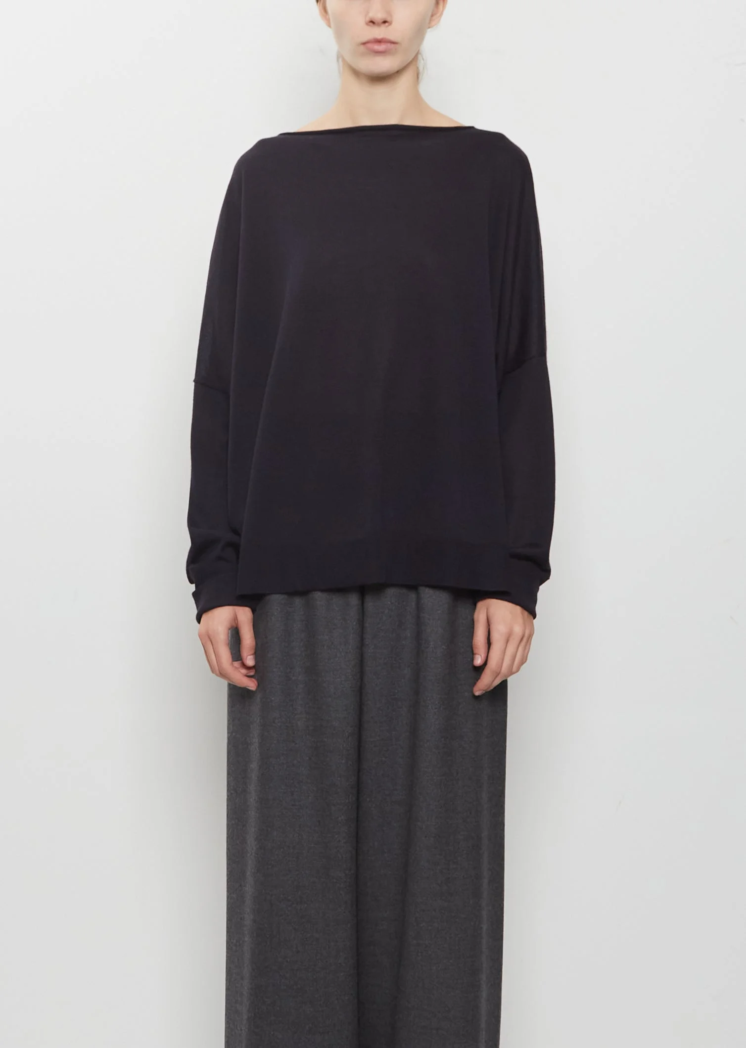 Cashmere Boatneck Kimono Sleeve Sweater — Midnight - 1