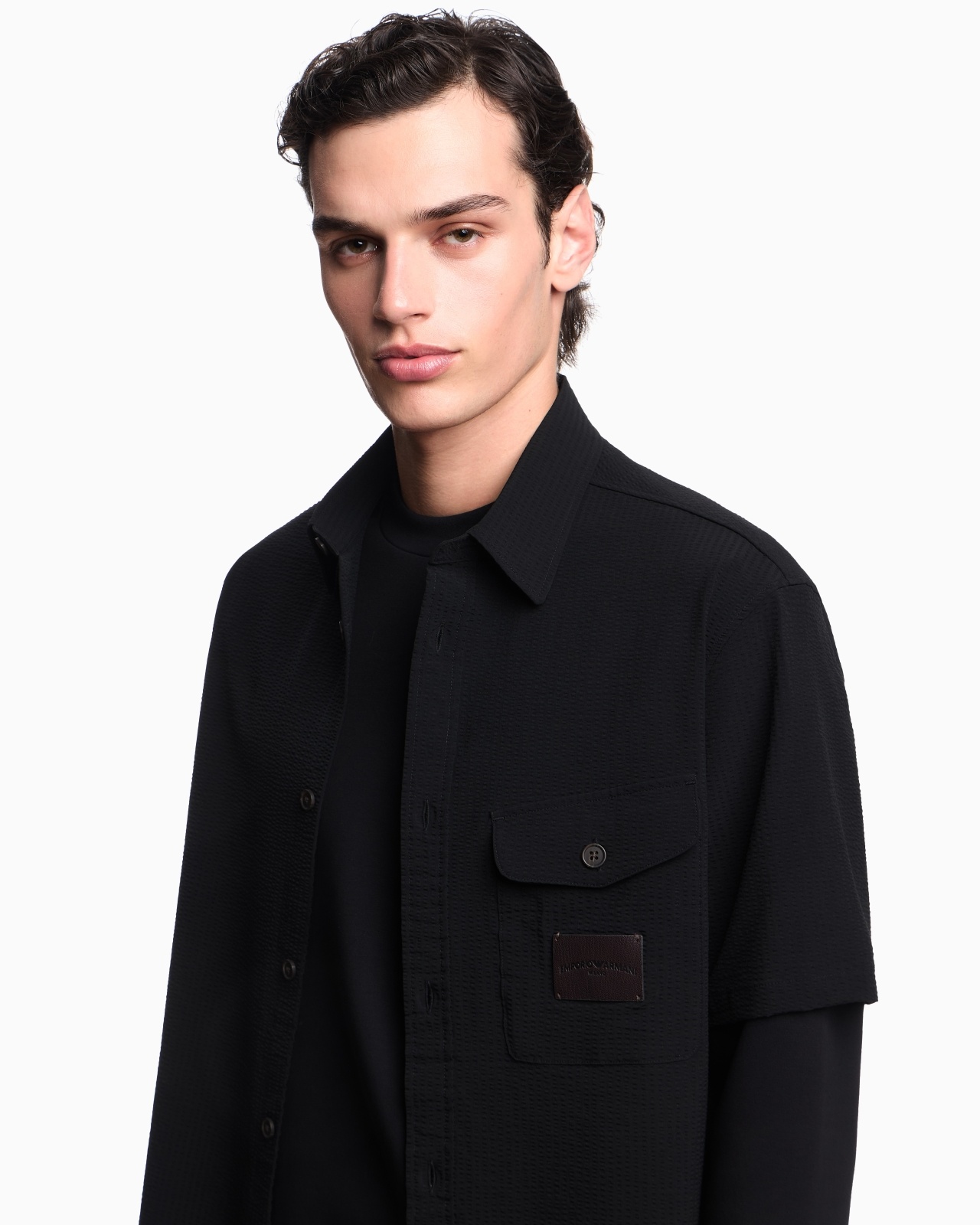 SHORT-SLEEVED OVERSIZED SHIRT IN NYLON SEERSUCKER - 5
