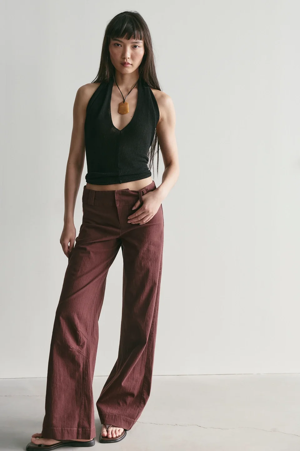 Time Flies Low-Rise Clean Solid Trousers - 1