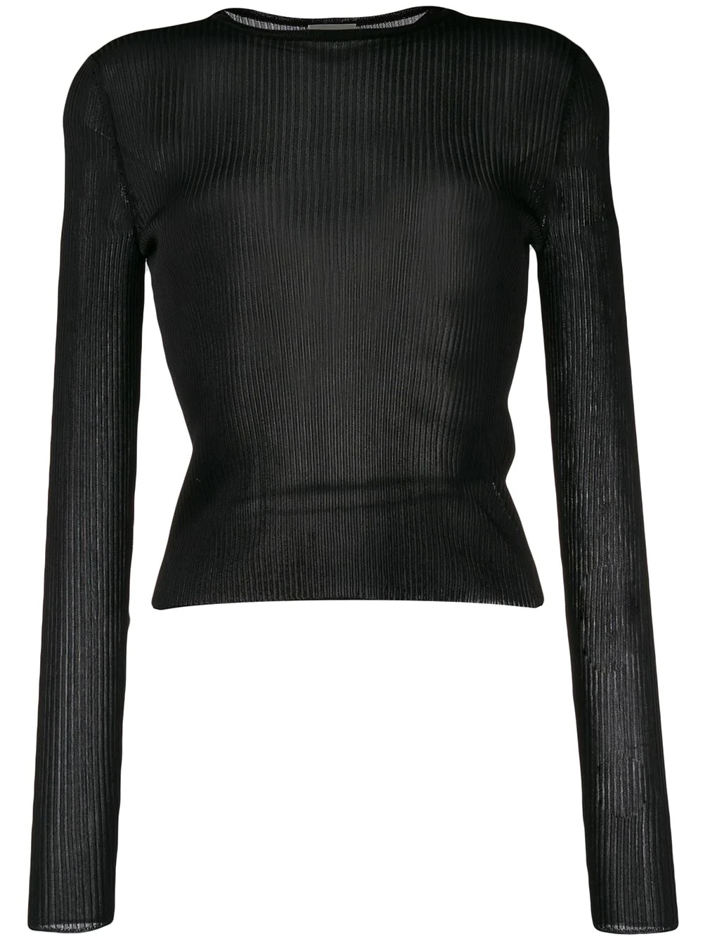 ribbed knit sheer top - 1