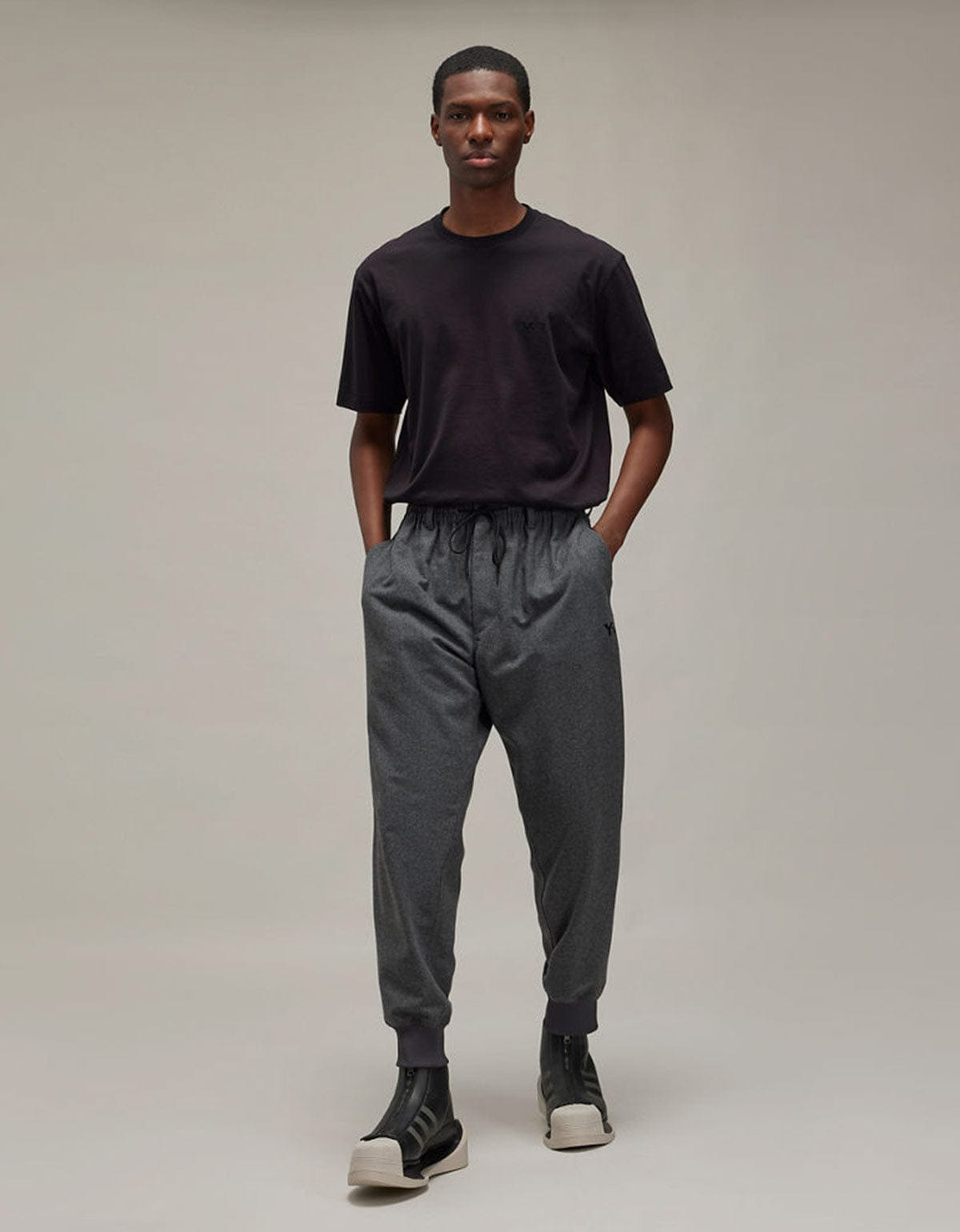 Y-3 Grey Wool Flannel Cuffed Pants - 10