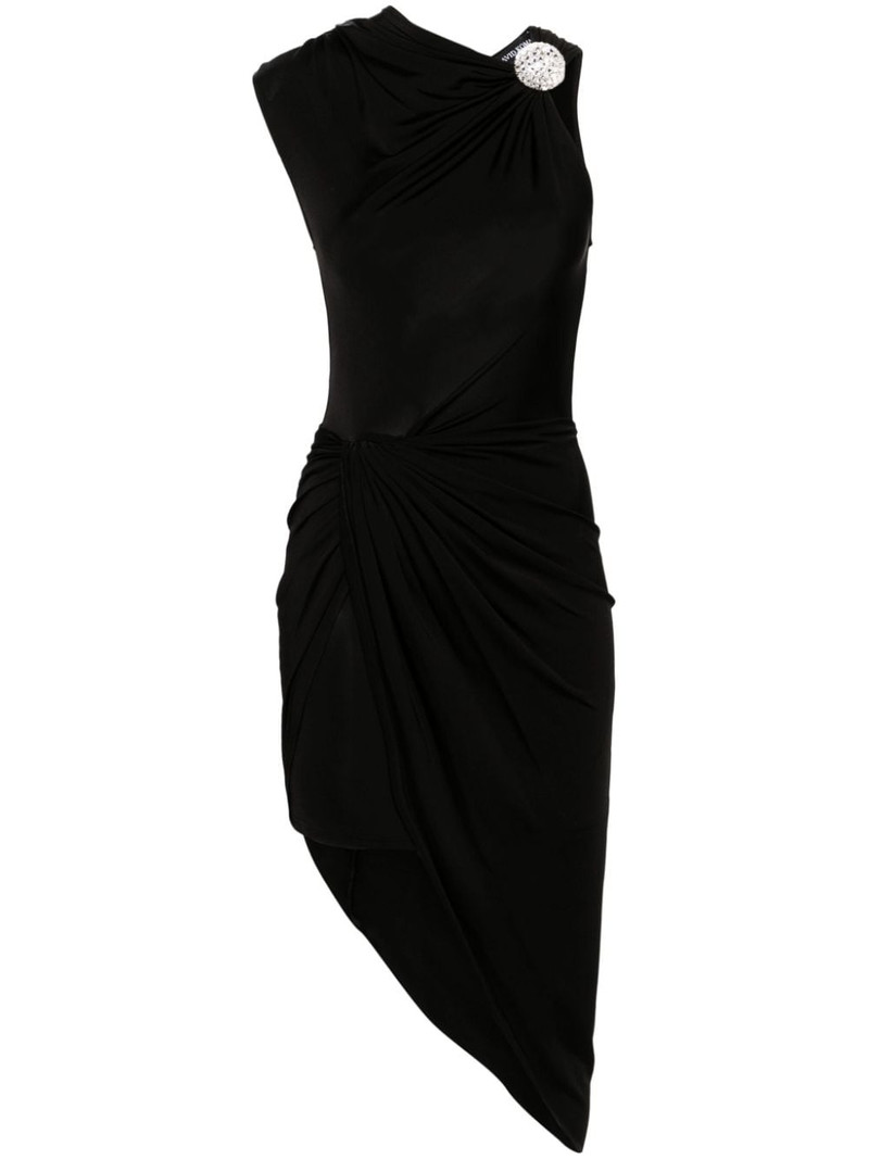 satin draped midi dress 1