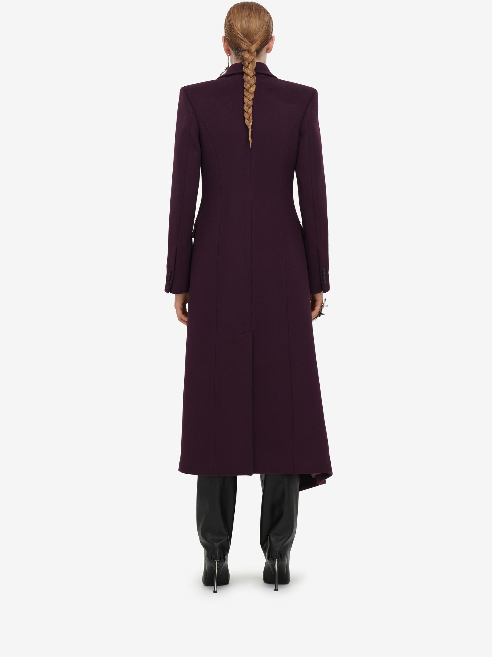 Women's Long Draped Coat in Night Shade - 4