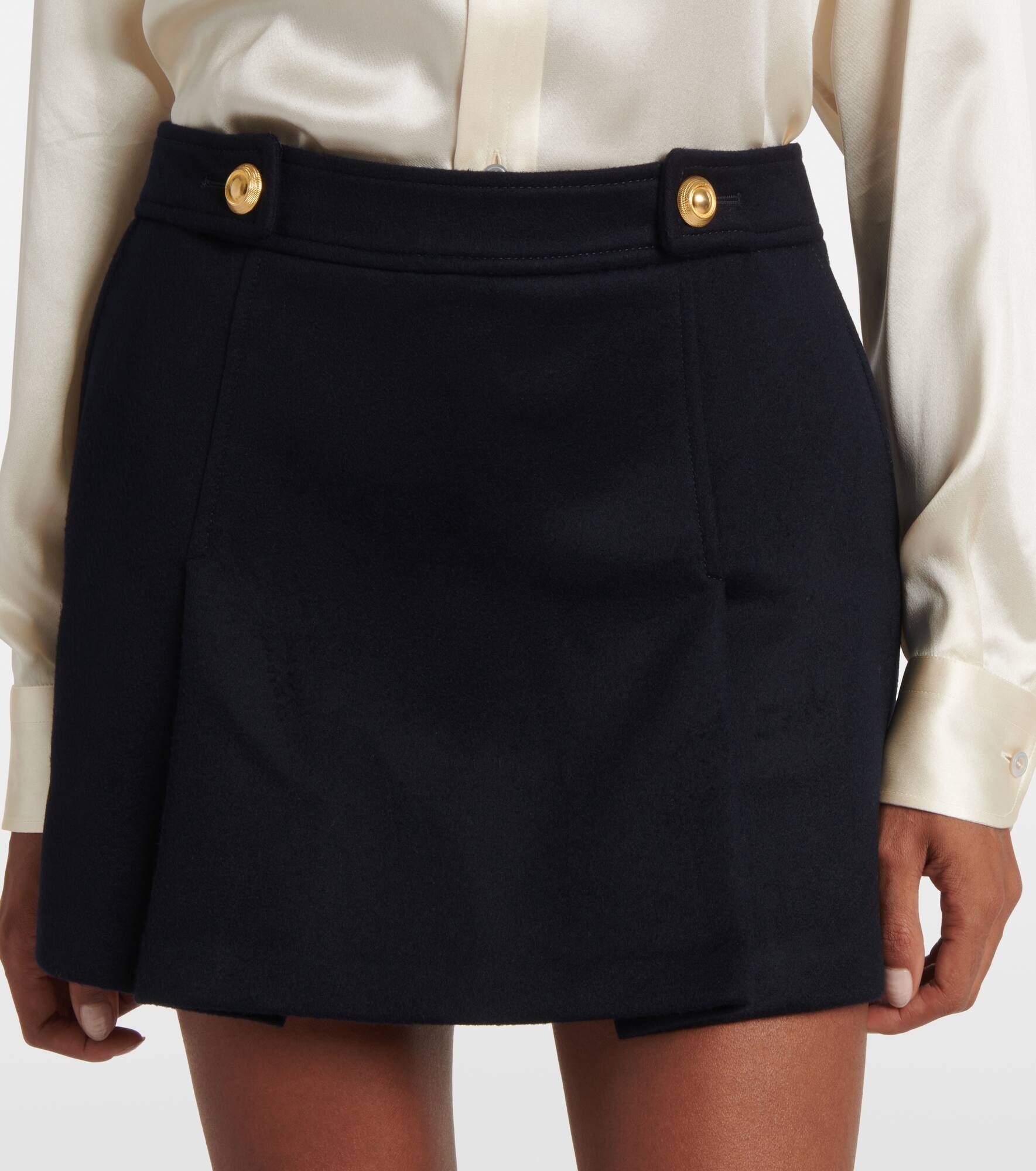 Pleated wool and cashmere miniskirt - 4