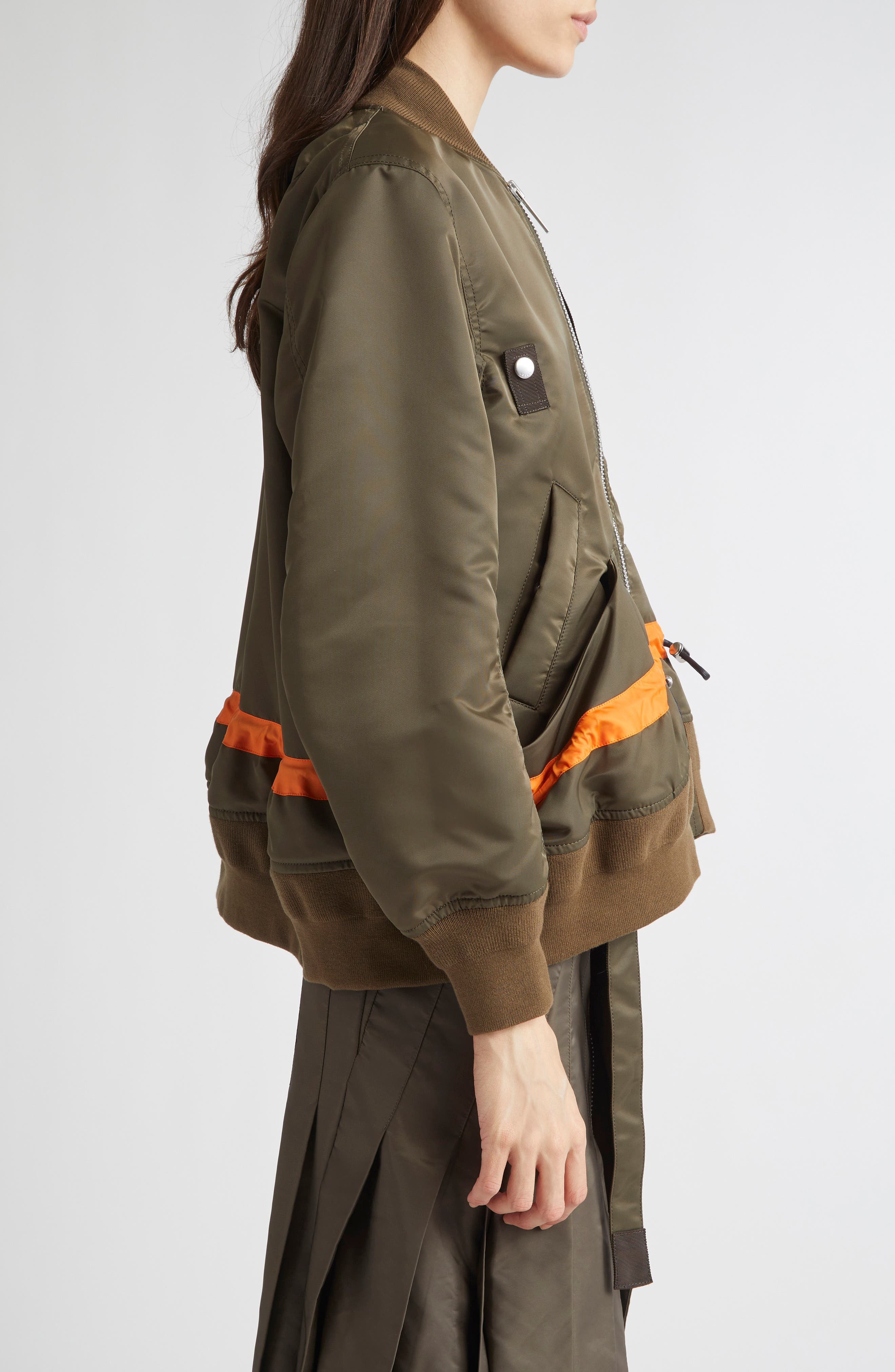 Sacai Blouson Nylon Twill Bomber Jacket in Dark Khaki at Nordstrom - 4