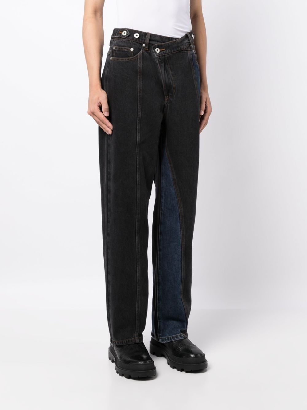 off-centre denim trousers - 3