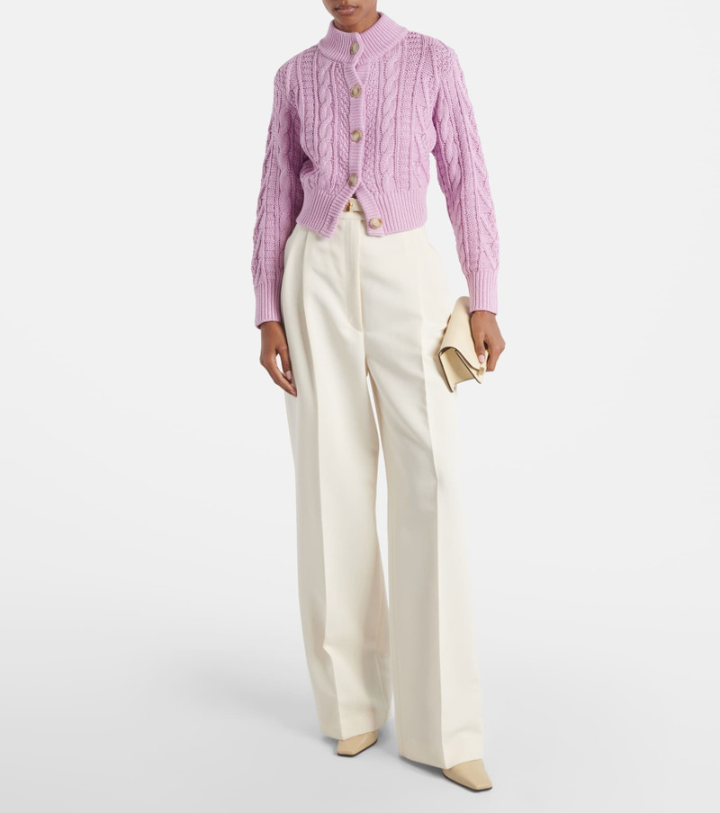 EMILIA WICKSTEAD Aleph cable-knit cropped cotton cardigan outlook