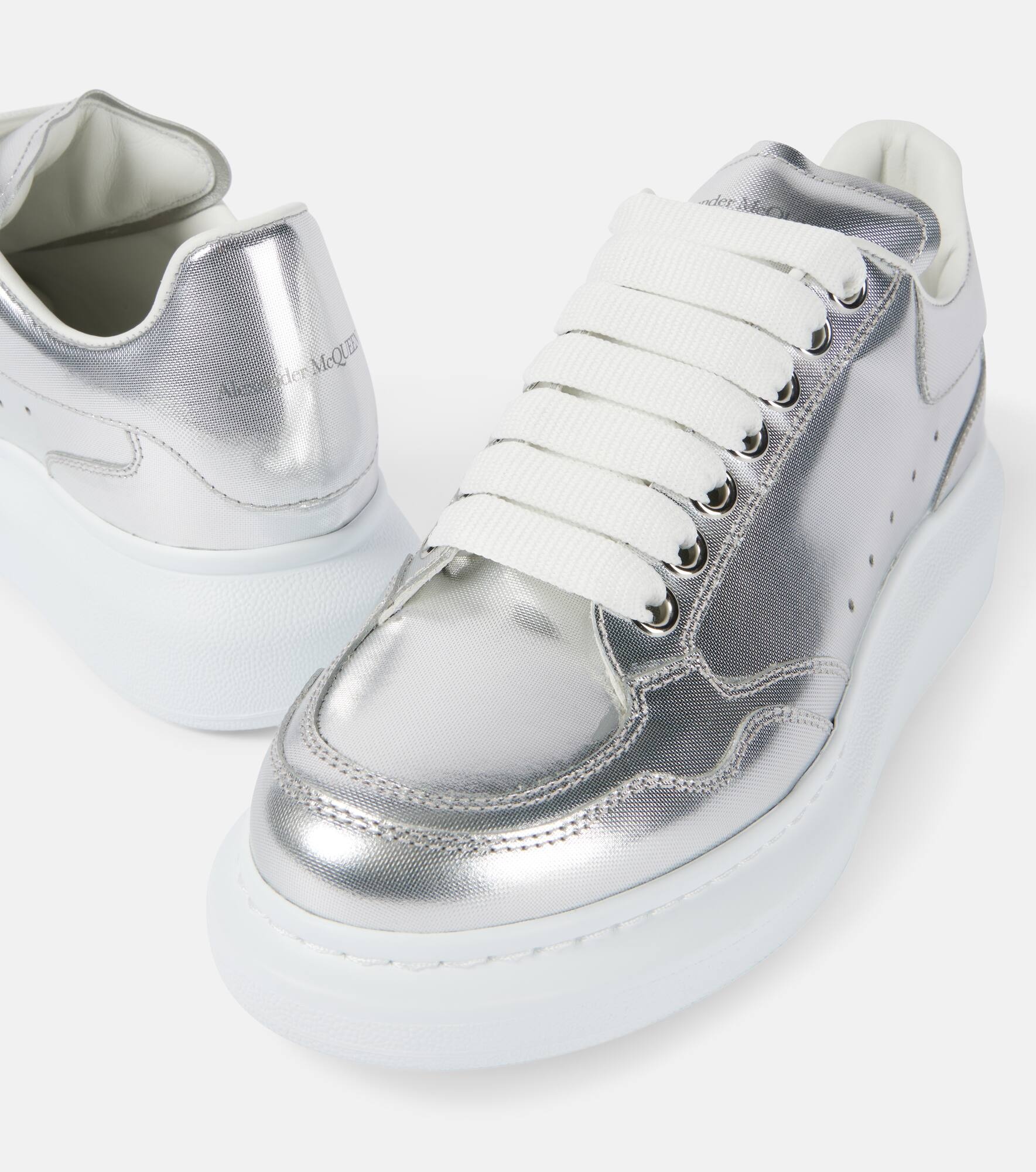 Oversized metallic leather sneakers - 6