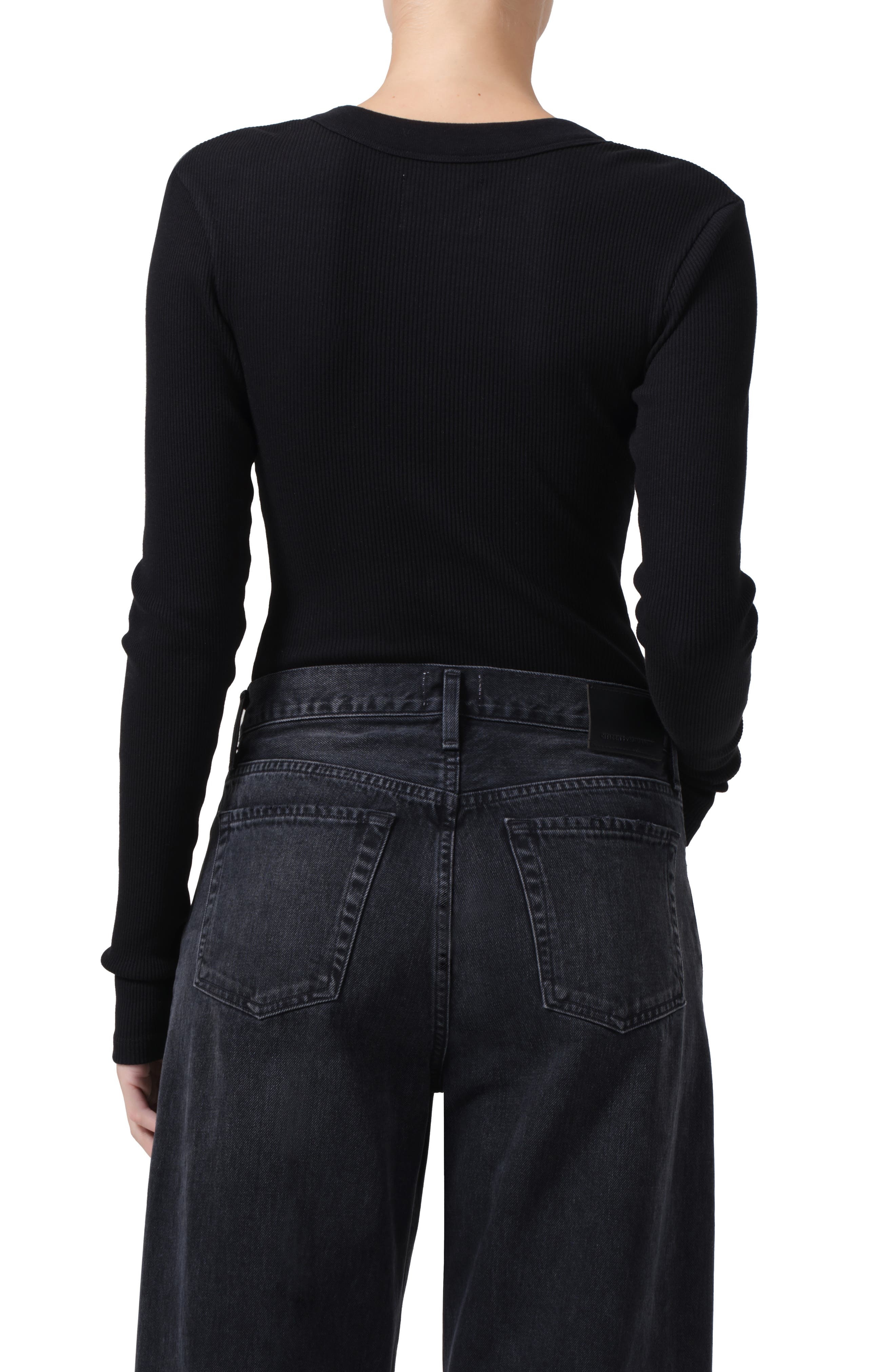 Citizens of Humanity Varra Rib Henley in Black at Nordstrom - 2