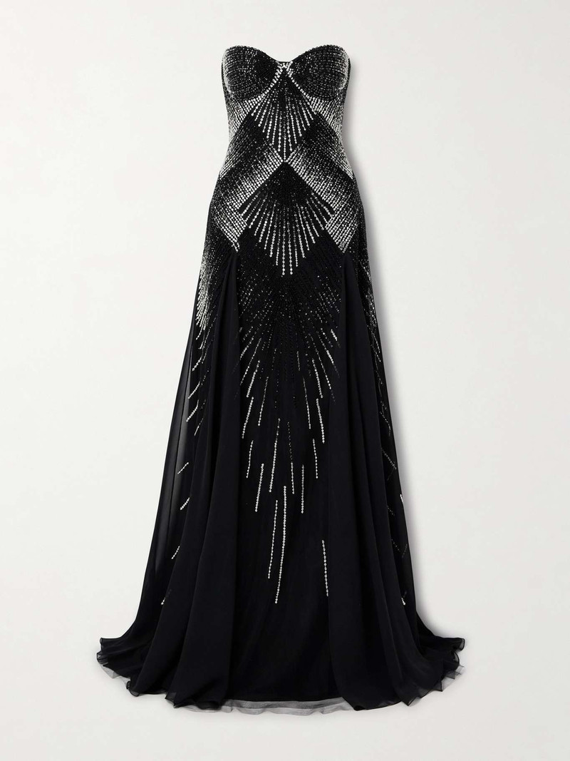Strapless embellished tulle gown Black 1
