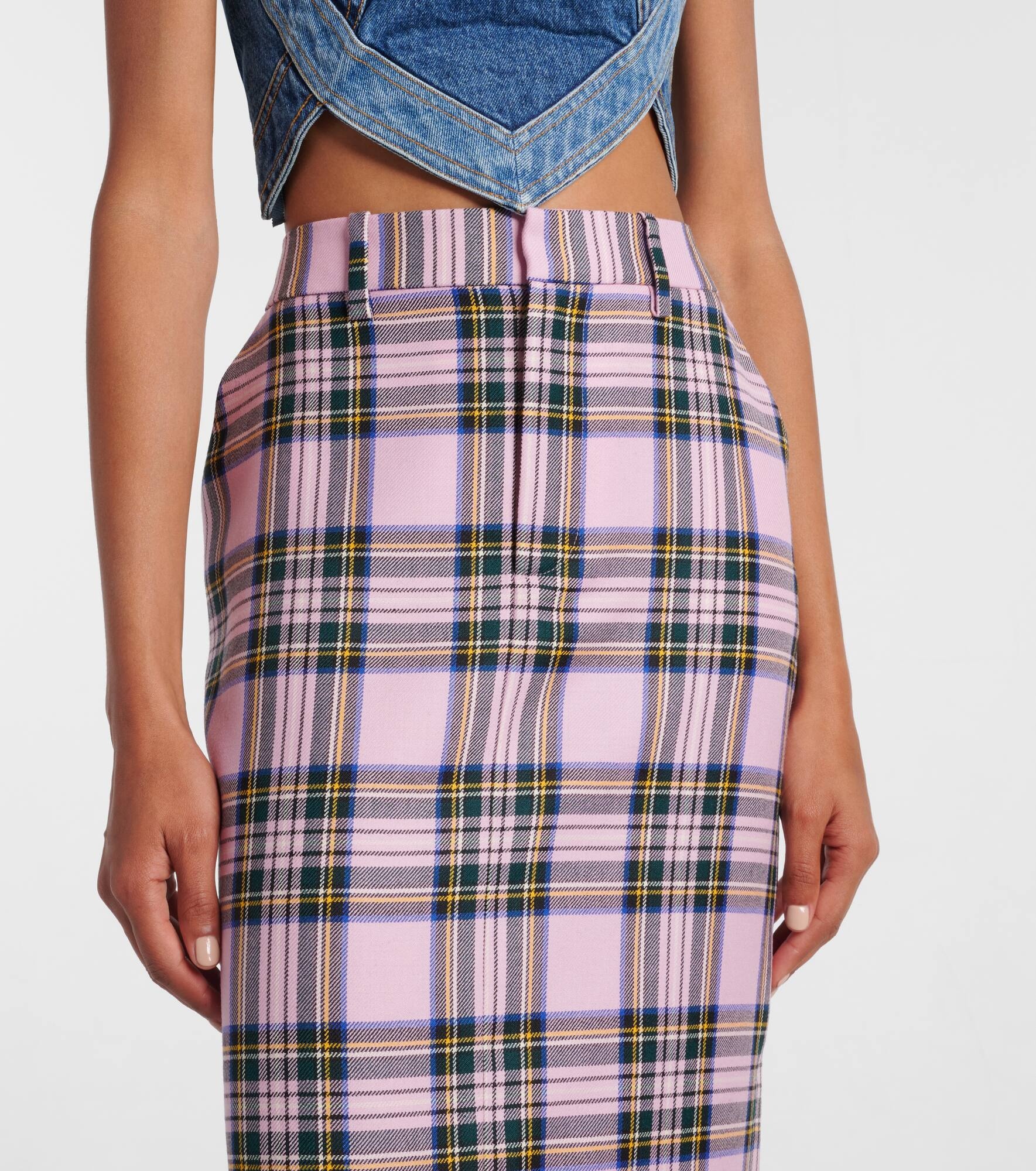 Plaid wool midi skirt - 4