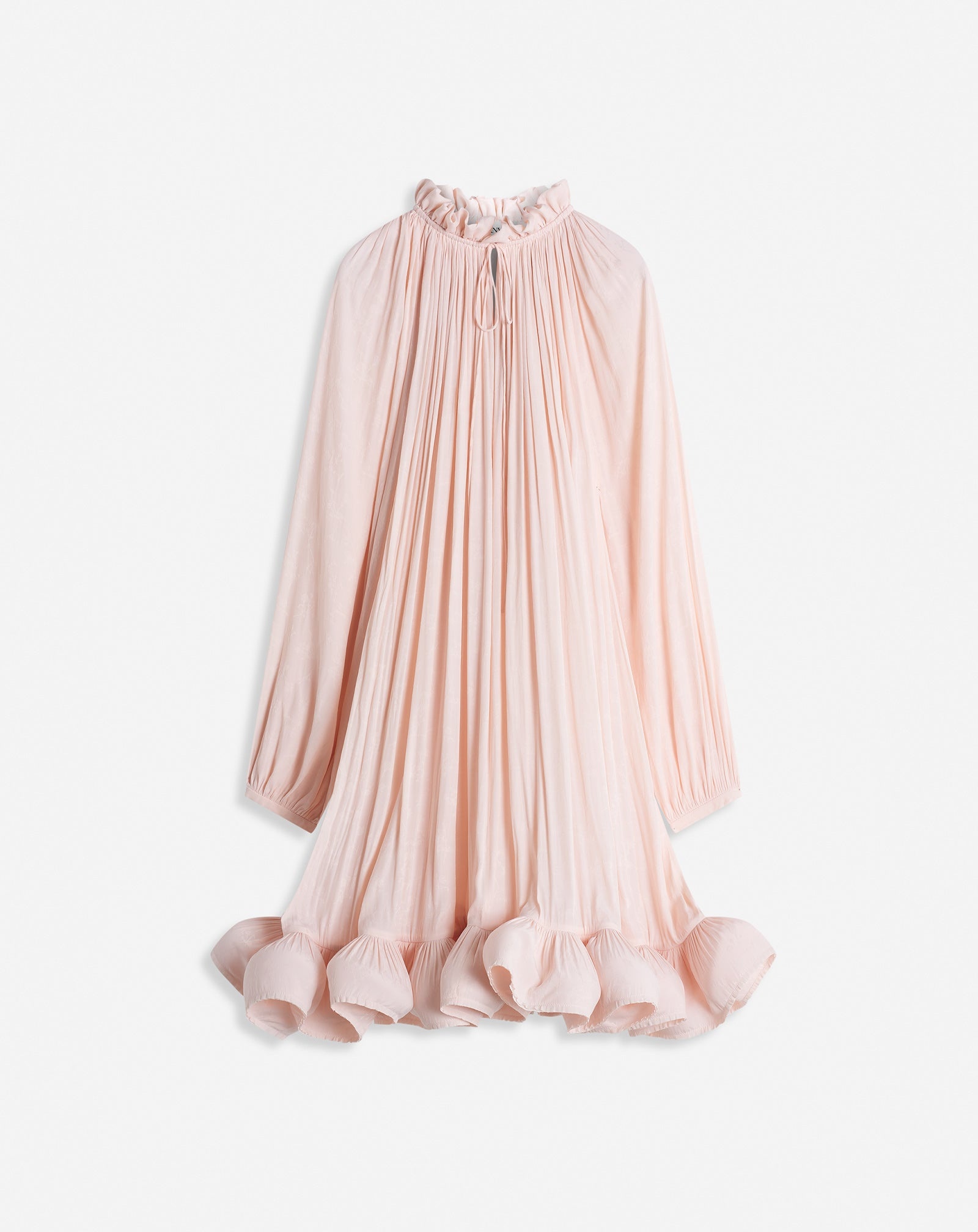 LANVIN Cape-effect tie-detailed ruffled crepe dress