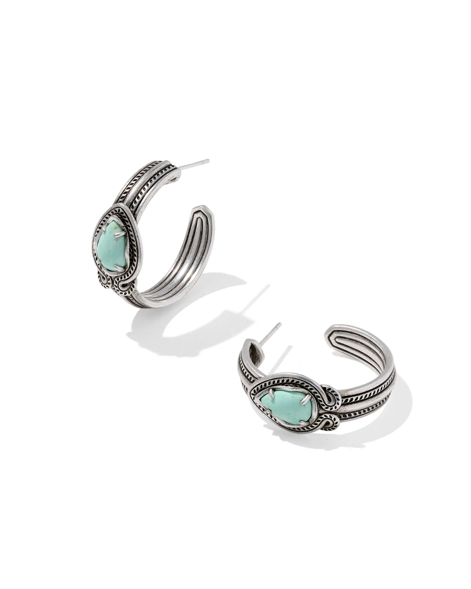 Tedi Vintage Silver Huggie Earrings - 1