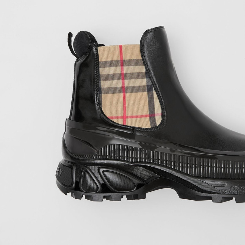 Vintage Check Detail Coated Canvas Chelsea Boots 3