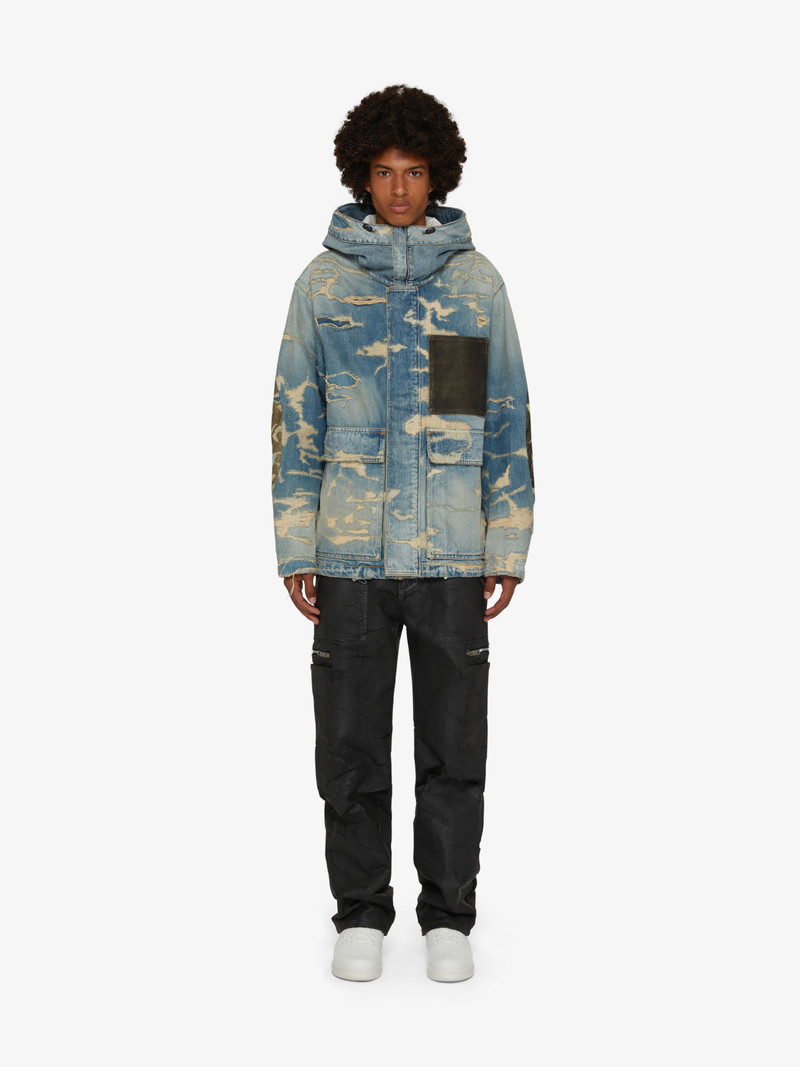 Givenchy HOODED JACKET IN DESTROYED DENIM AND MOLESKIN outlook