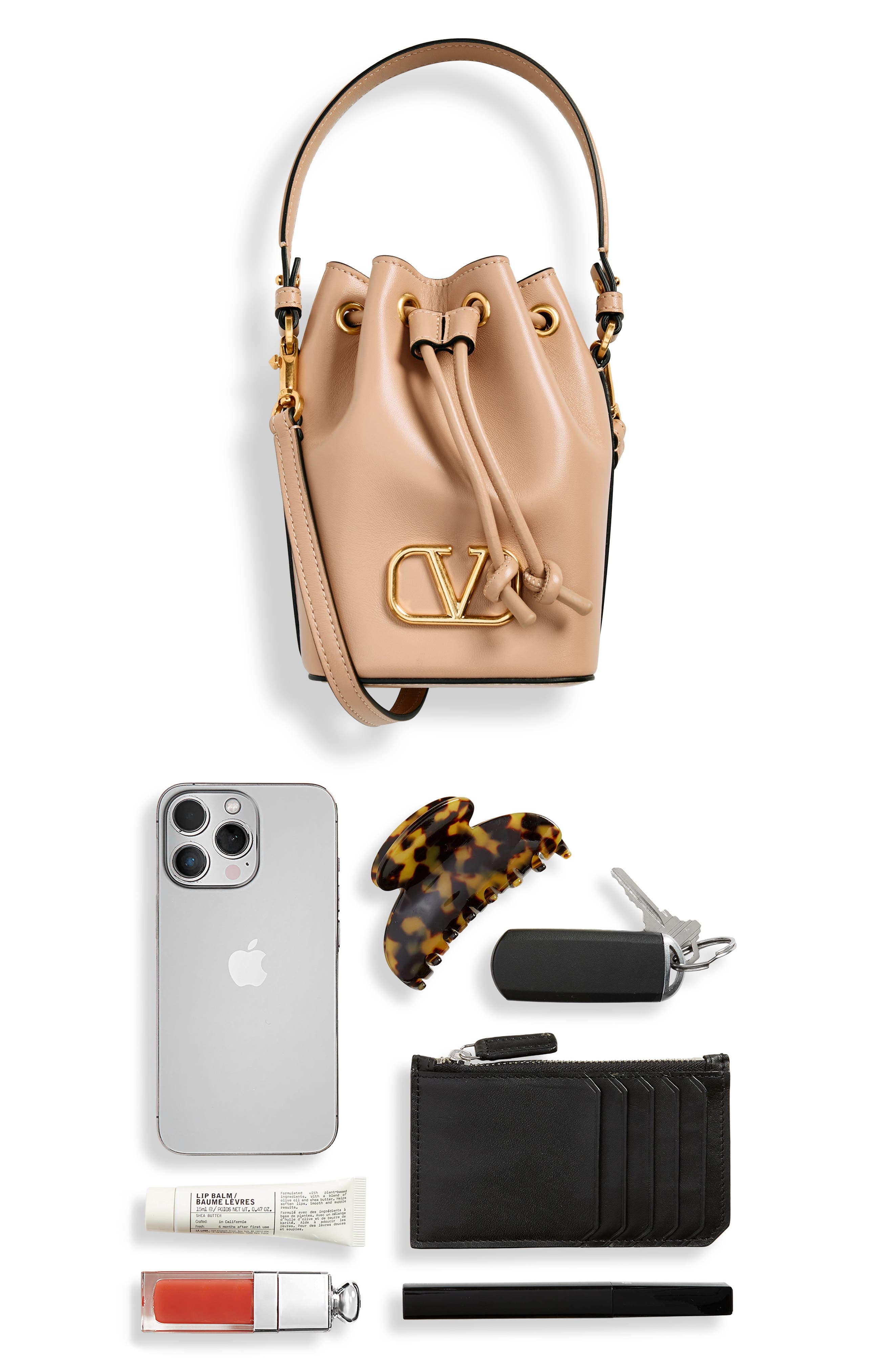 Mini VLOGO Signature Leather Bucket Bag - 8