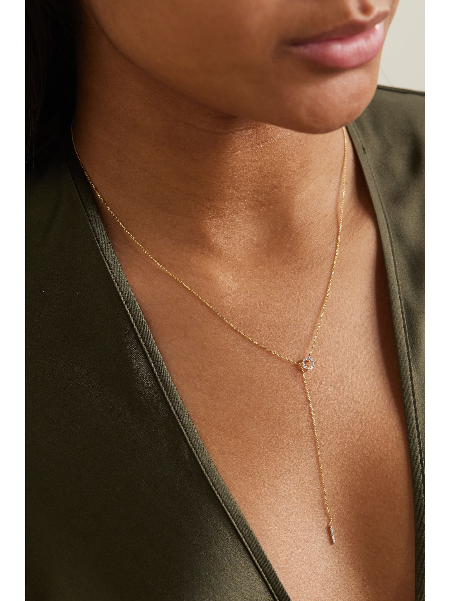 Open Circle 14-karat gold diamond necklace Gold - 2