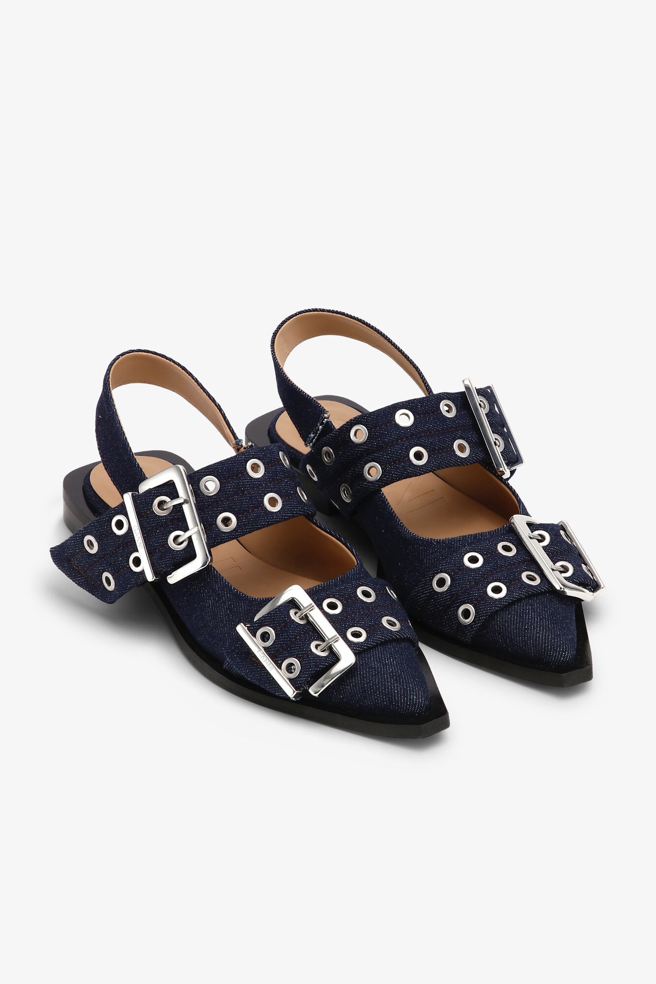 DENIM FEMININE BUCKLE BALLERINAS - 2