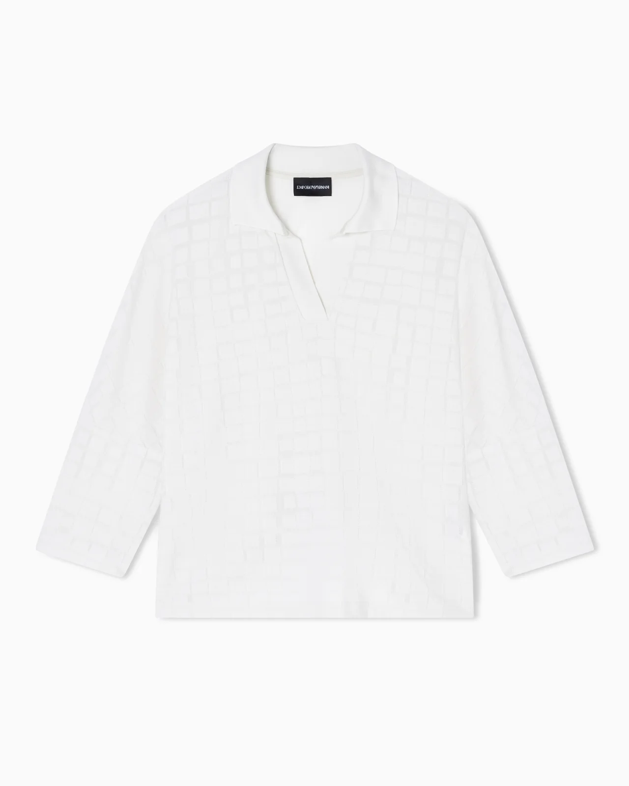 JACQUARD JERSEY JUMPER WITH POLO COLLAR AND CHECK PATTERN - 1