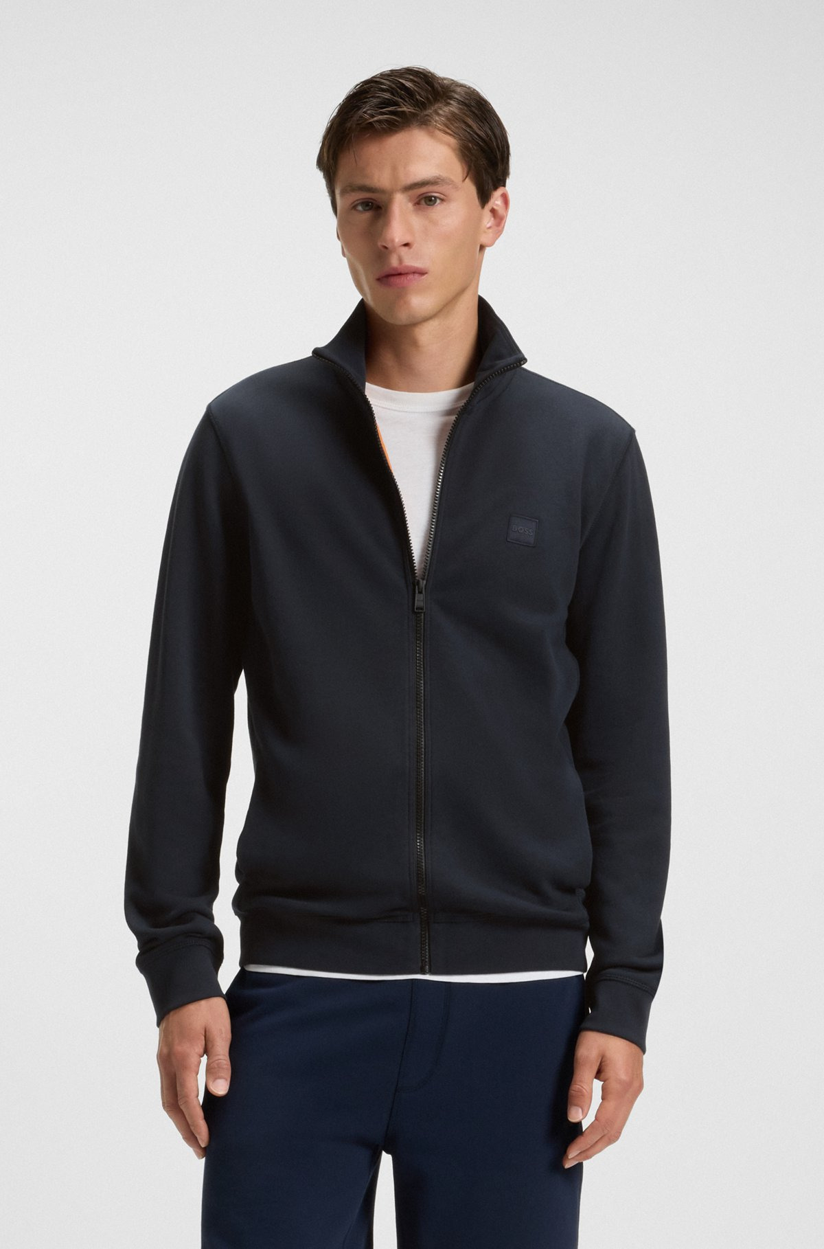 ZIP-UP JACKET IN COTTON TERRY WITH LOGO BADGE - 2