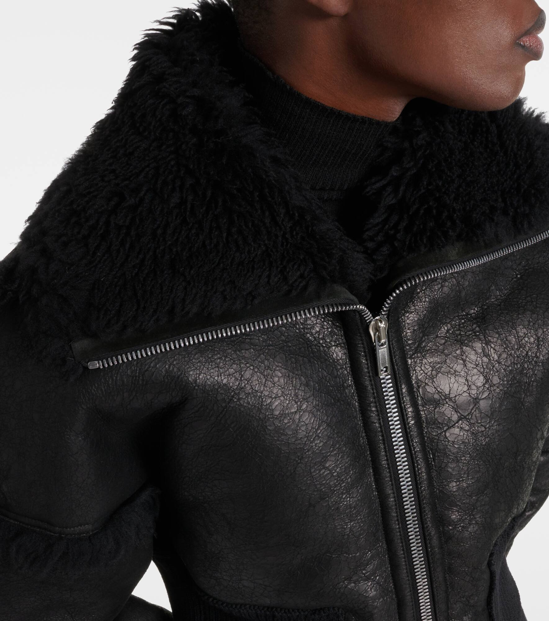Flight cropped leather jacket - 4