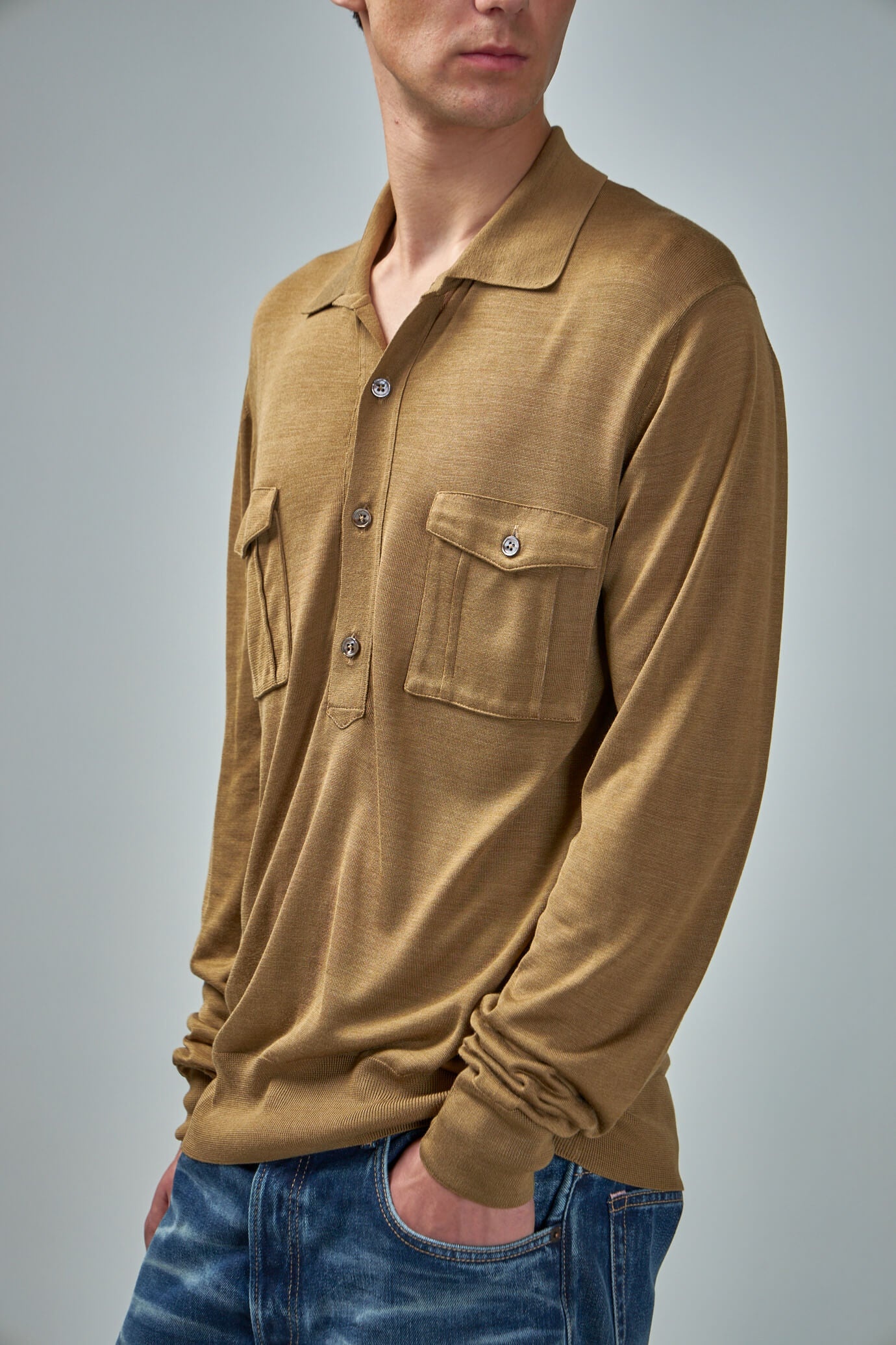 Silk Blend LS Military Polo - 4