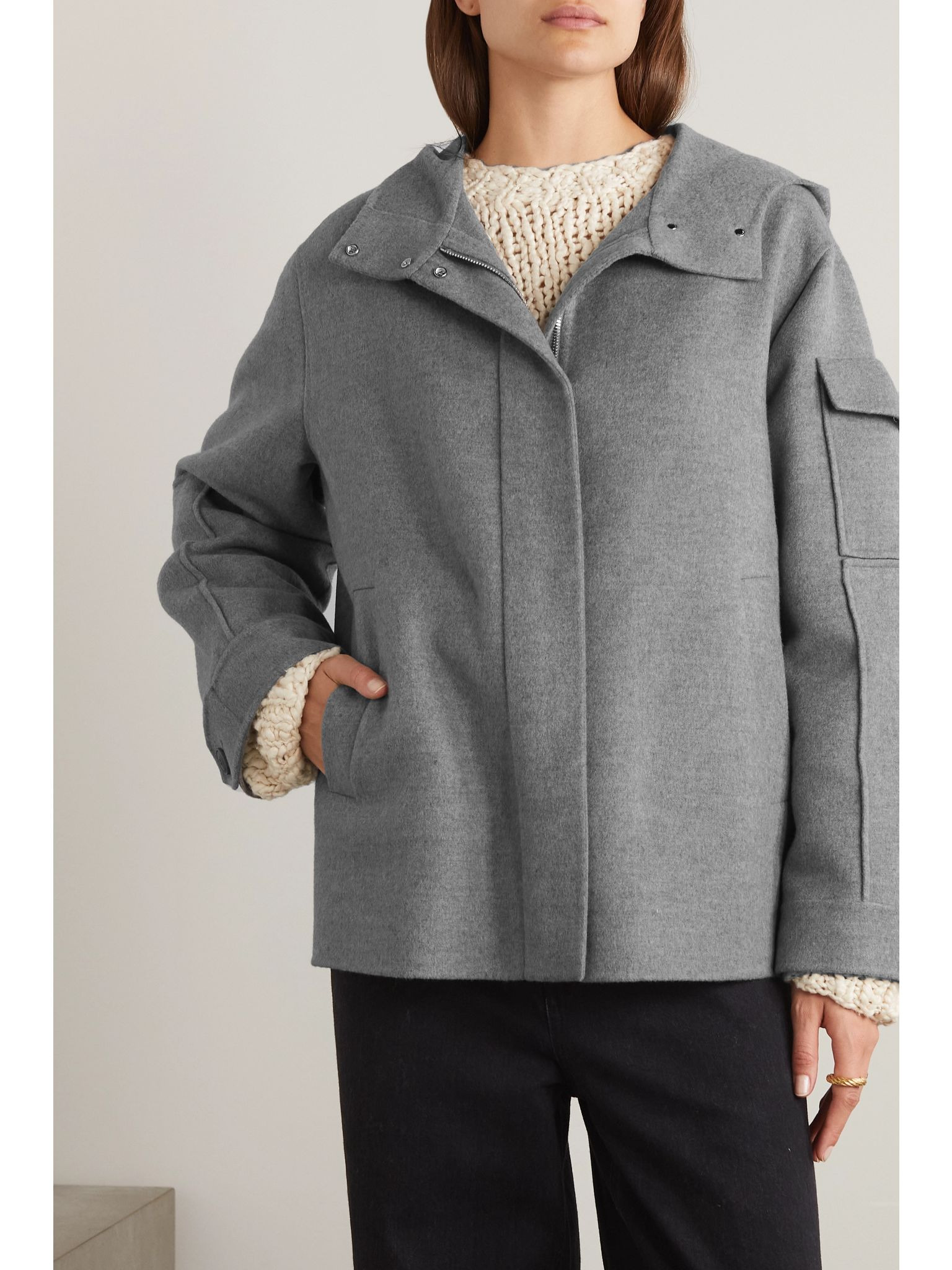 Cashmere hooded jacket Gray - 3