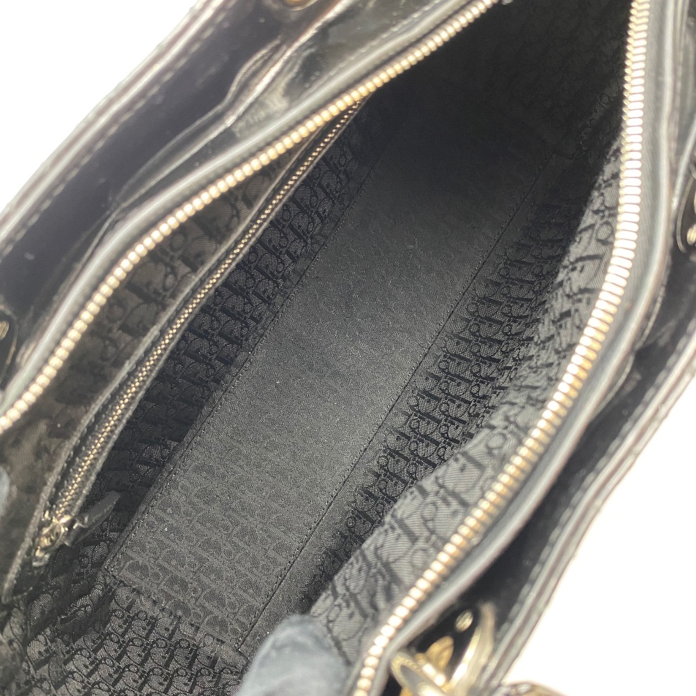 Christian - Christian Dior Black Patent Lady Bag Large - 14
