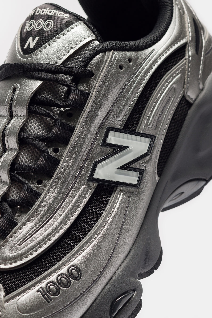 1000 Sneaker in Silver Metallic/Green - 5