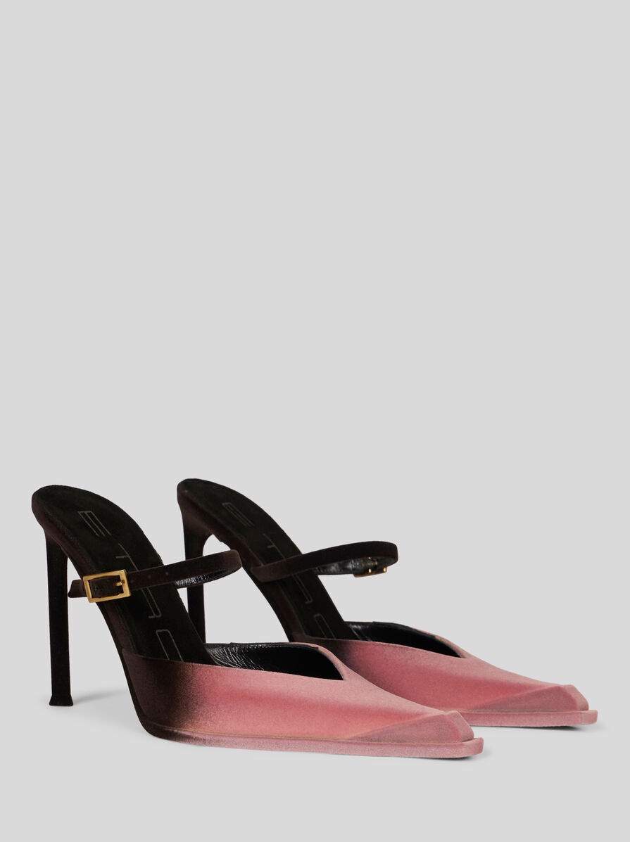 LEATHER AND VELVET COURT SHOES - 3