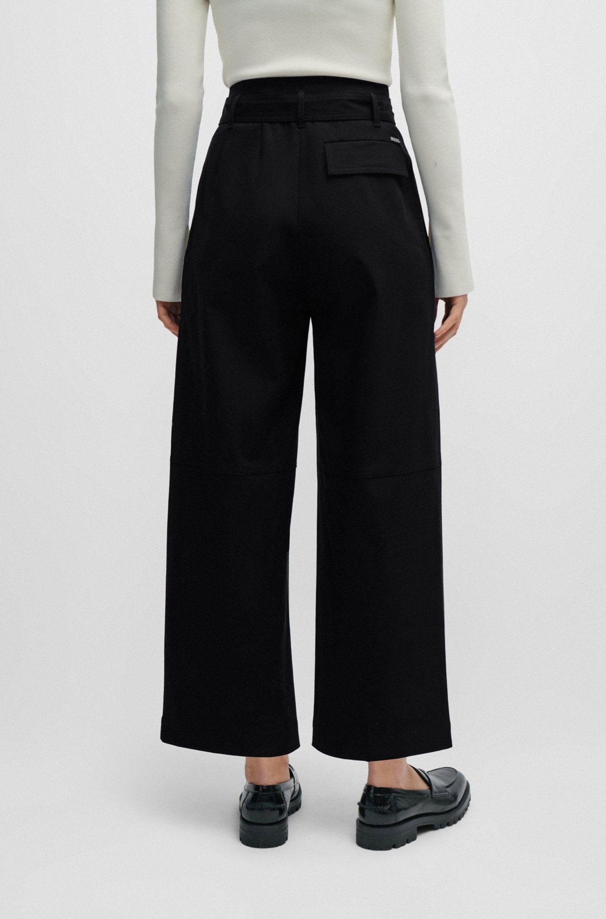 TAPERED-FIT WIDE-LEG TROUSERS WITH FABRIC BELT - 4
