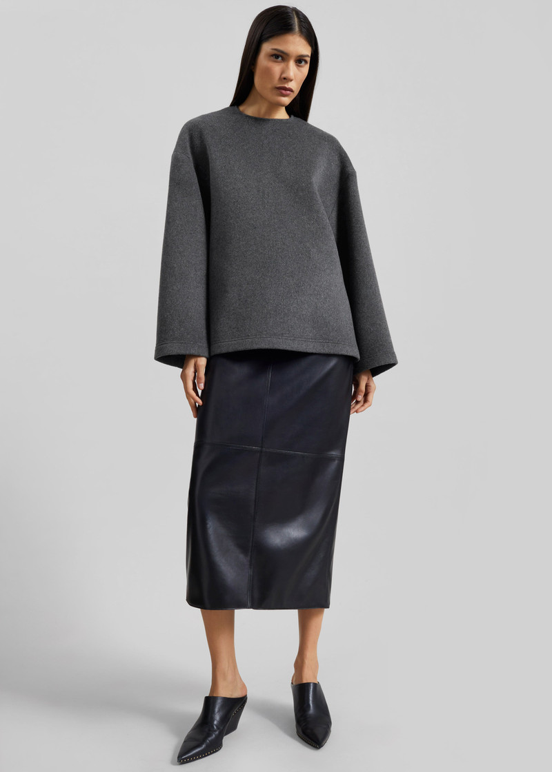 Delancey Long Sleeve Wool Top - Dark Grey Melange 5