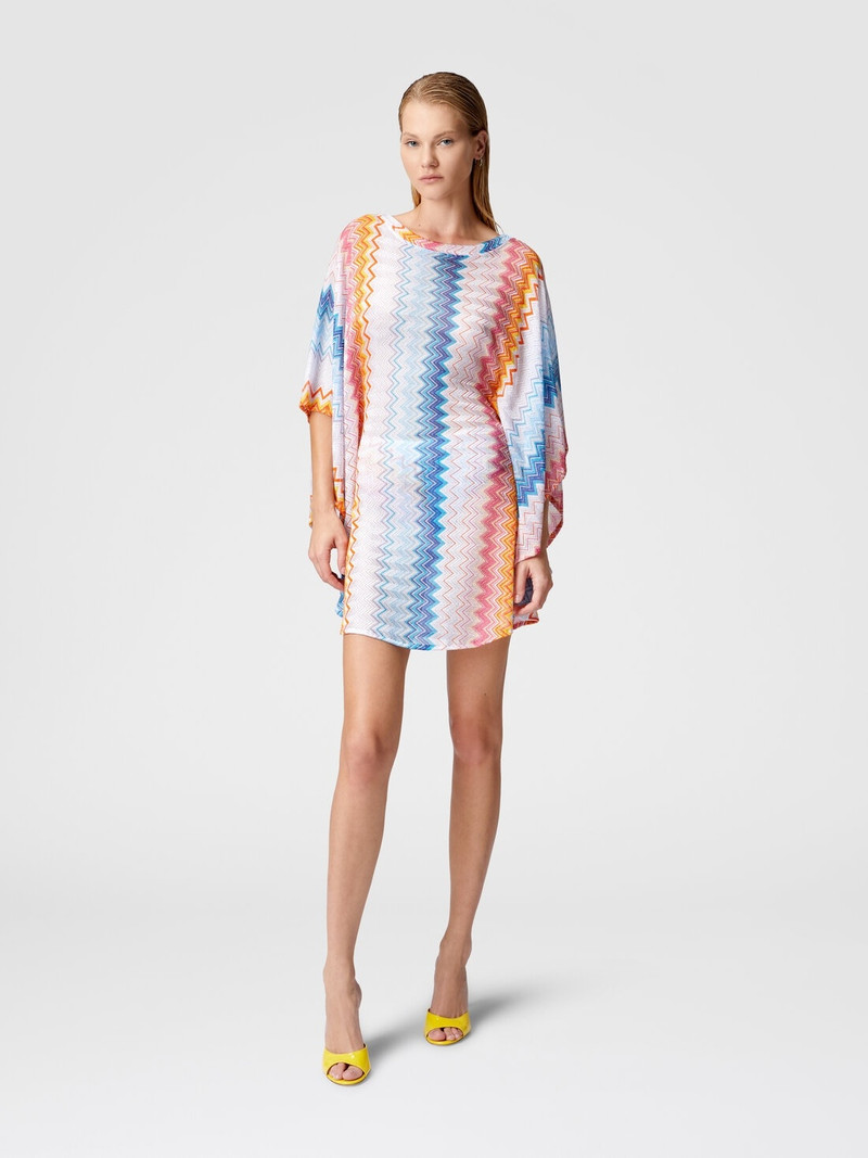 Missoni Short kaftan in zig zag lamé viscose blend with batwing sleeves outlook