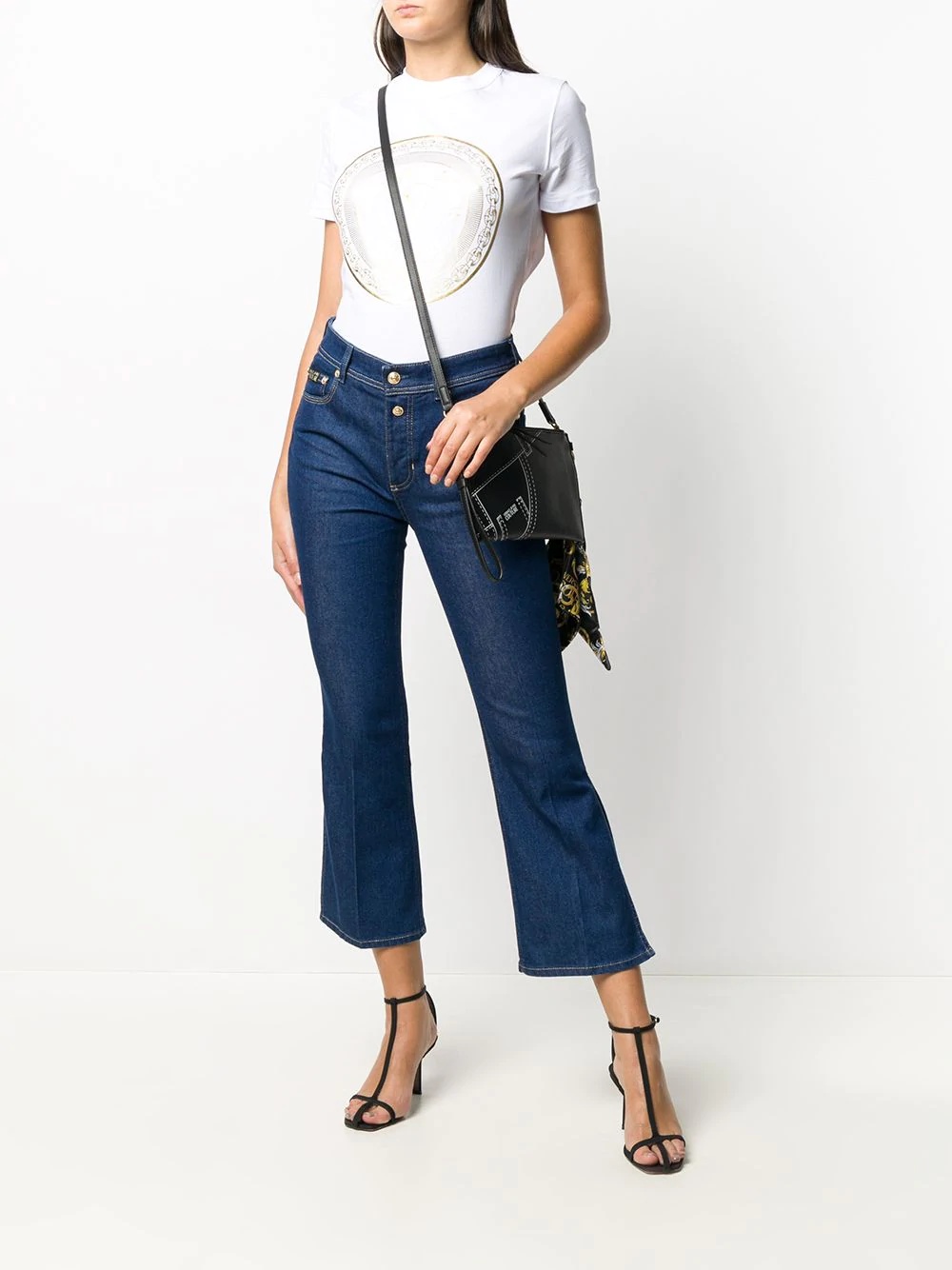 Heritage Gold Metal cropped flare jeans - 2