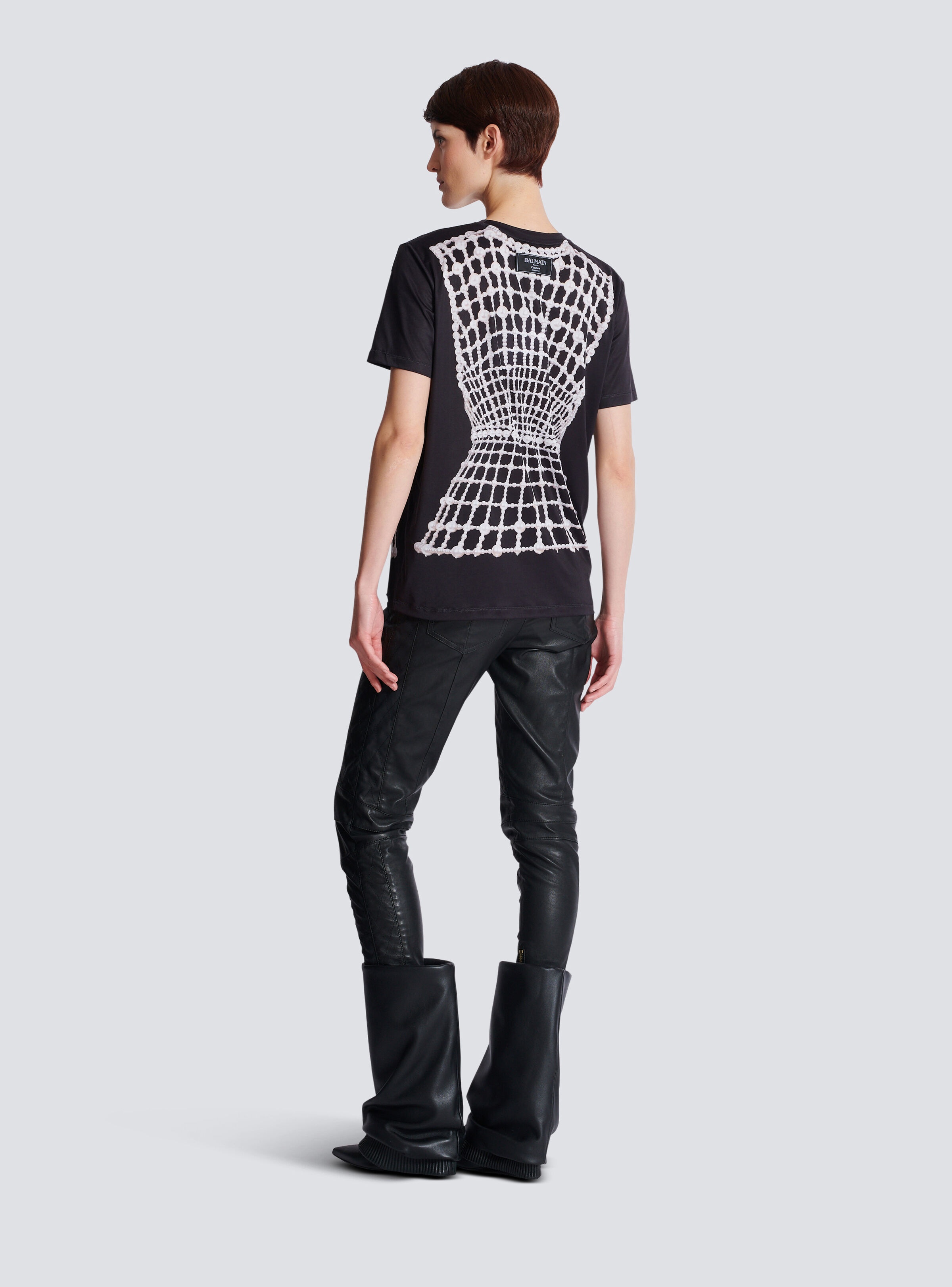 Loose T-shirt with faux embroidery print - 4
