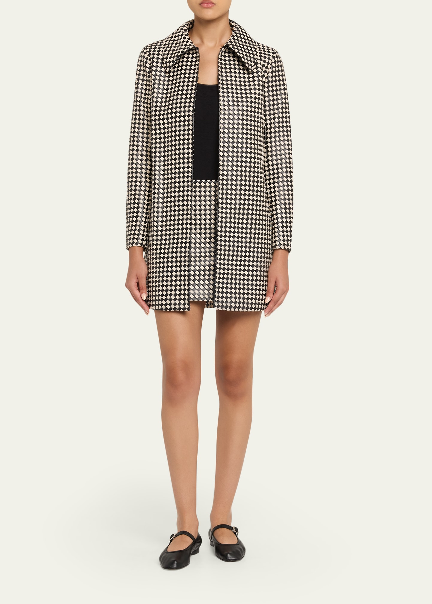 Eleana Woven Vegan Leather Mini Skirt - 2