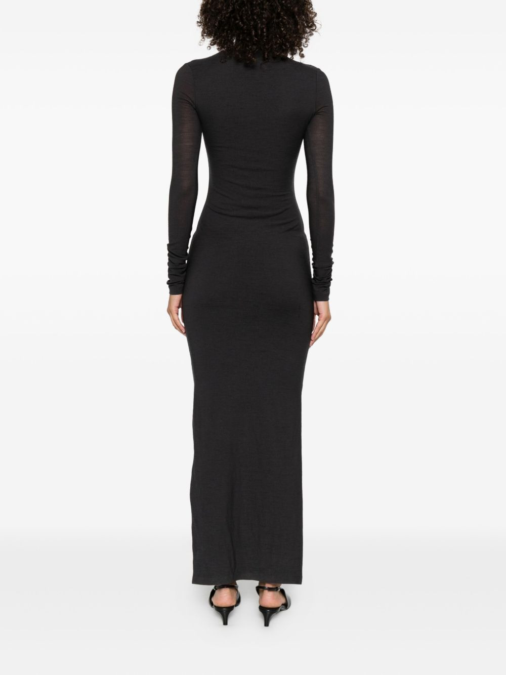 cowl-neck side-split maxi dress - 4