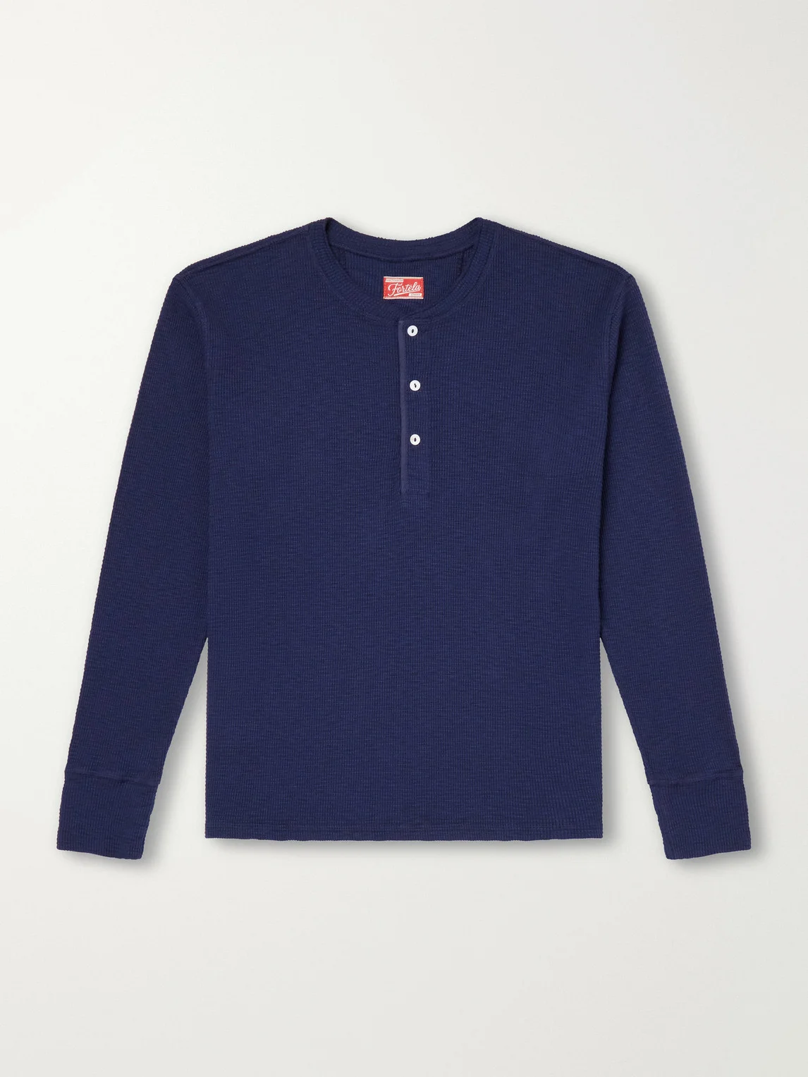 Amish Waffle-Knit Cotton-Jersey Henley T-Shirt - 1