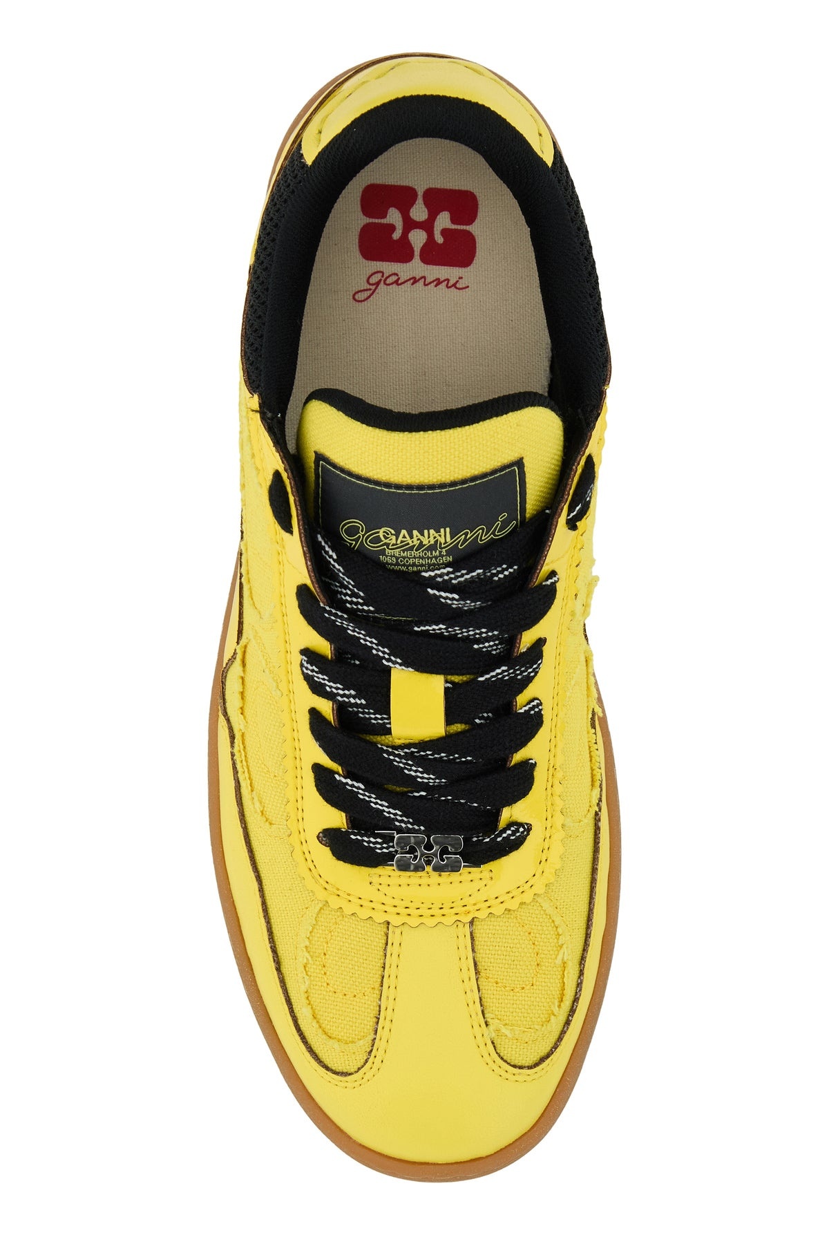 Yellow synthetic leather and fabric sneakers - 4