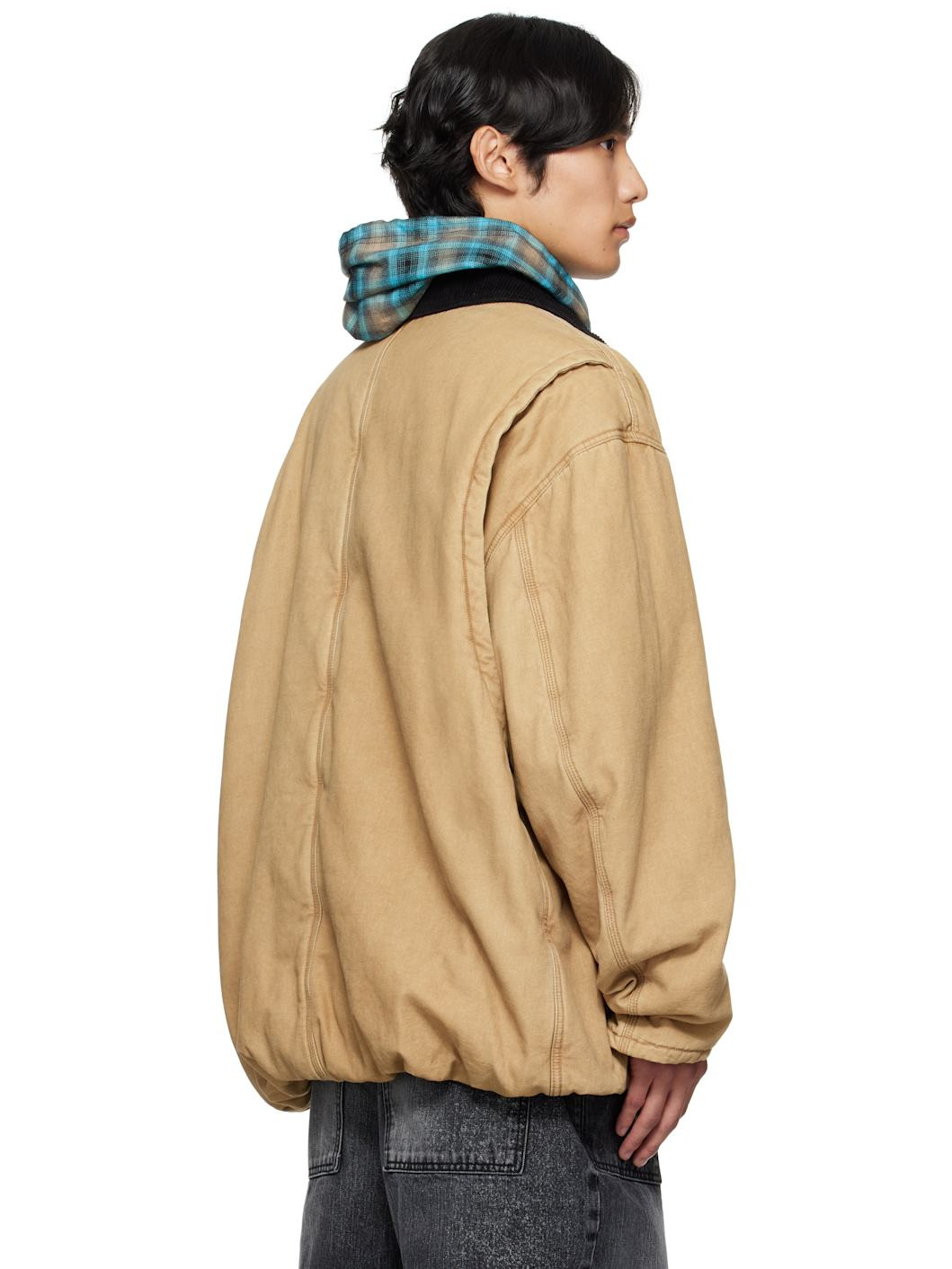 Beige Long Washed Work Jacket - 3